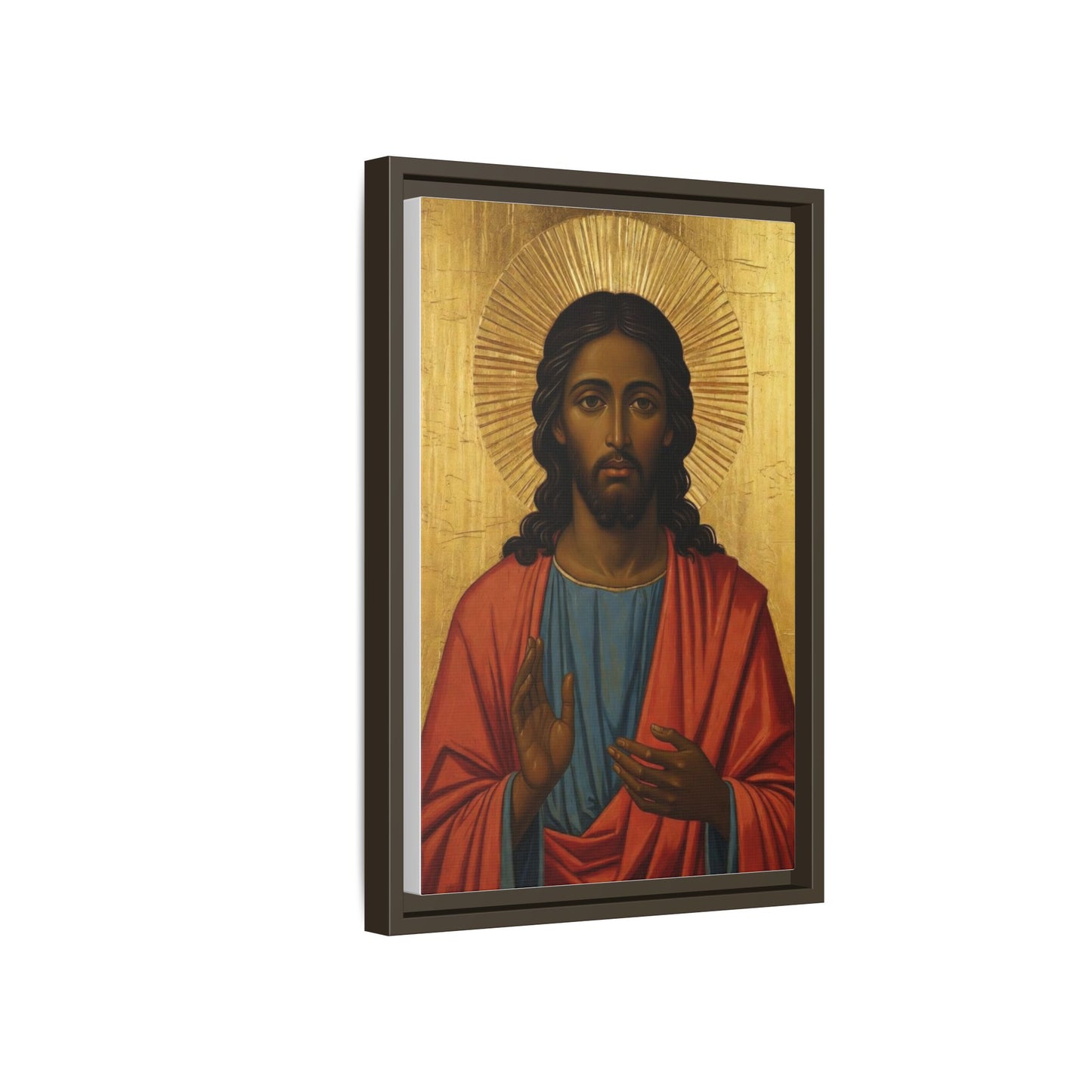 Framed Orthodox Christ Icon Matte Canvas — Religious Wall Art for Home, Church, or Prayer Corner