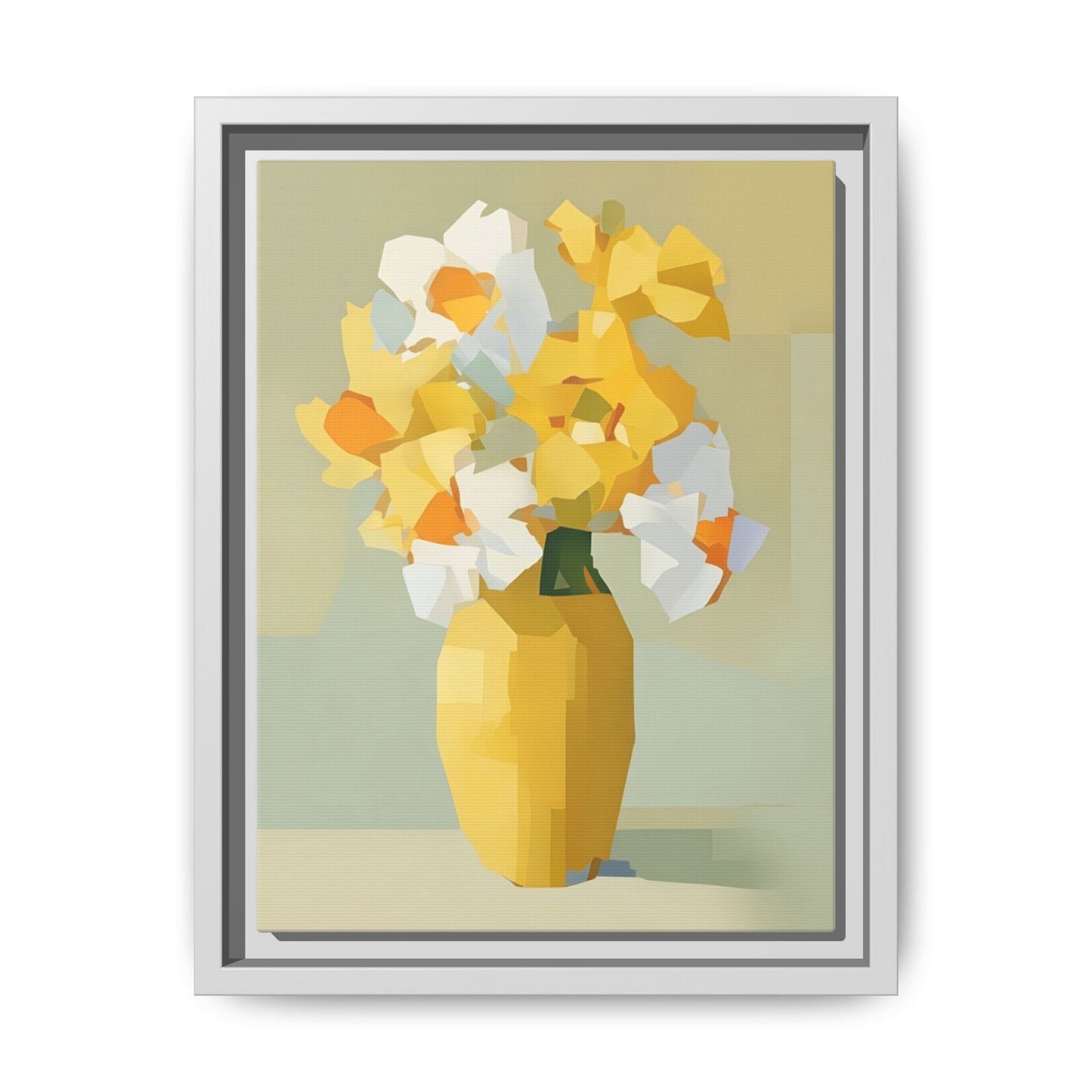 Framed Floral Canvas Print — Yellow Vase Bouquet Wall Art