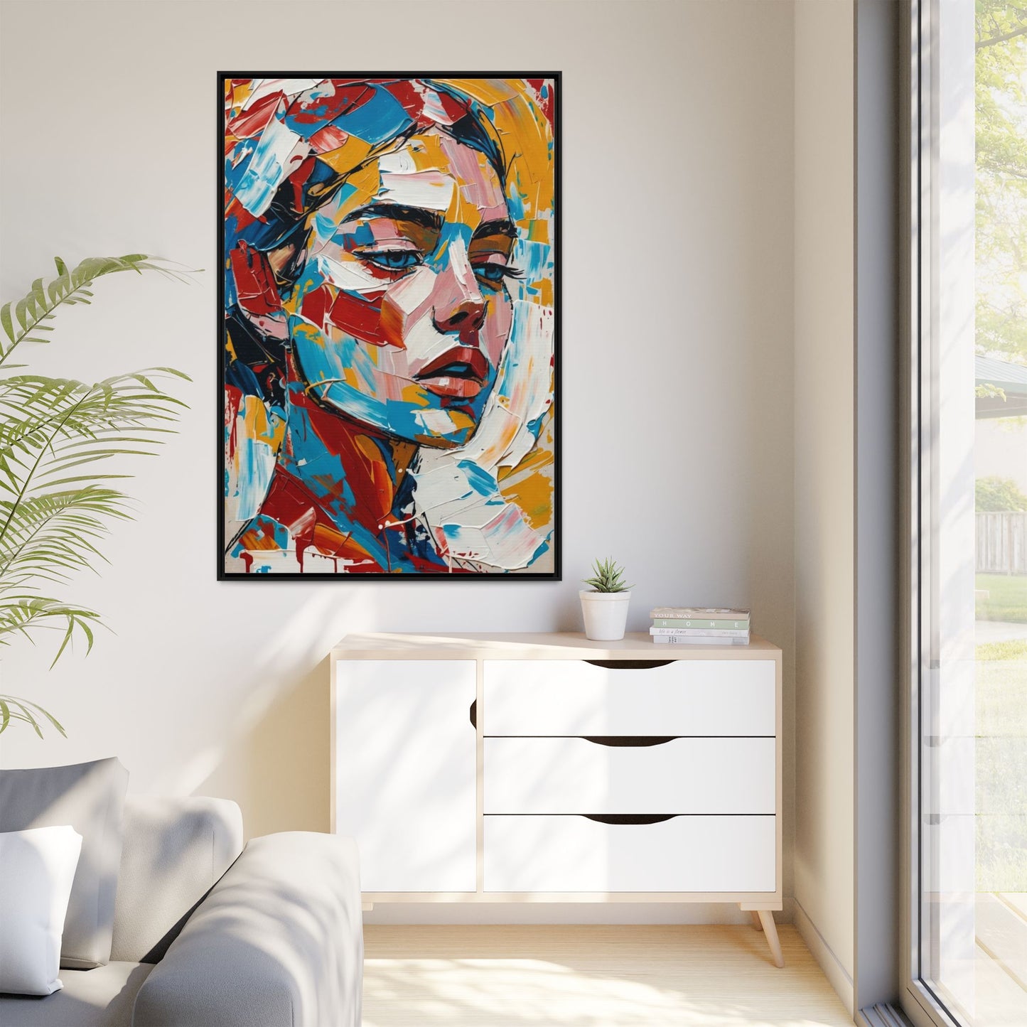 Colorful Abstract Portrait Framed Canvas Print