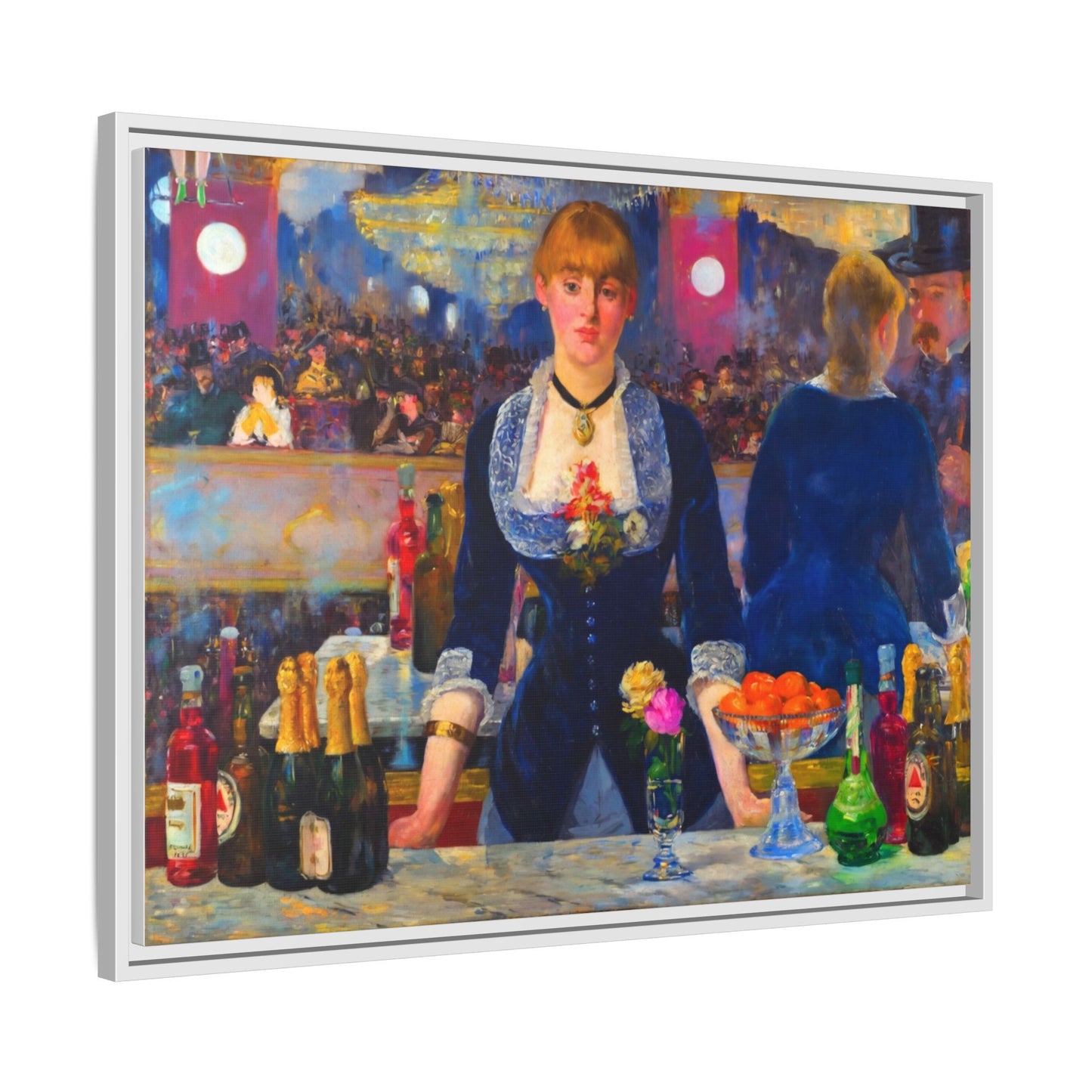 Framed Matte Canvas Print — Vintage Parisian Bar Scene
