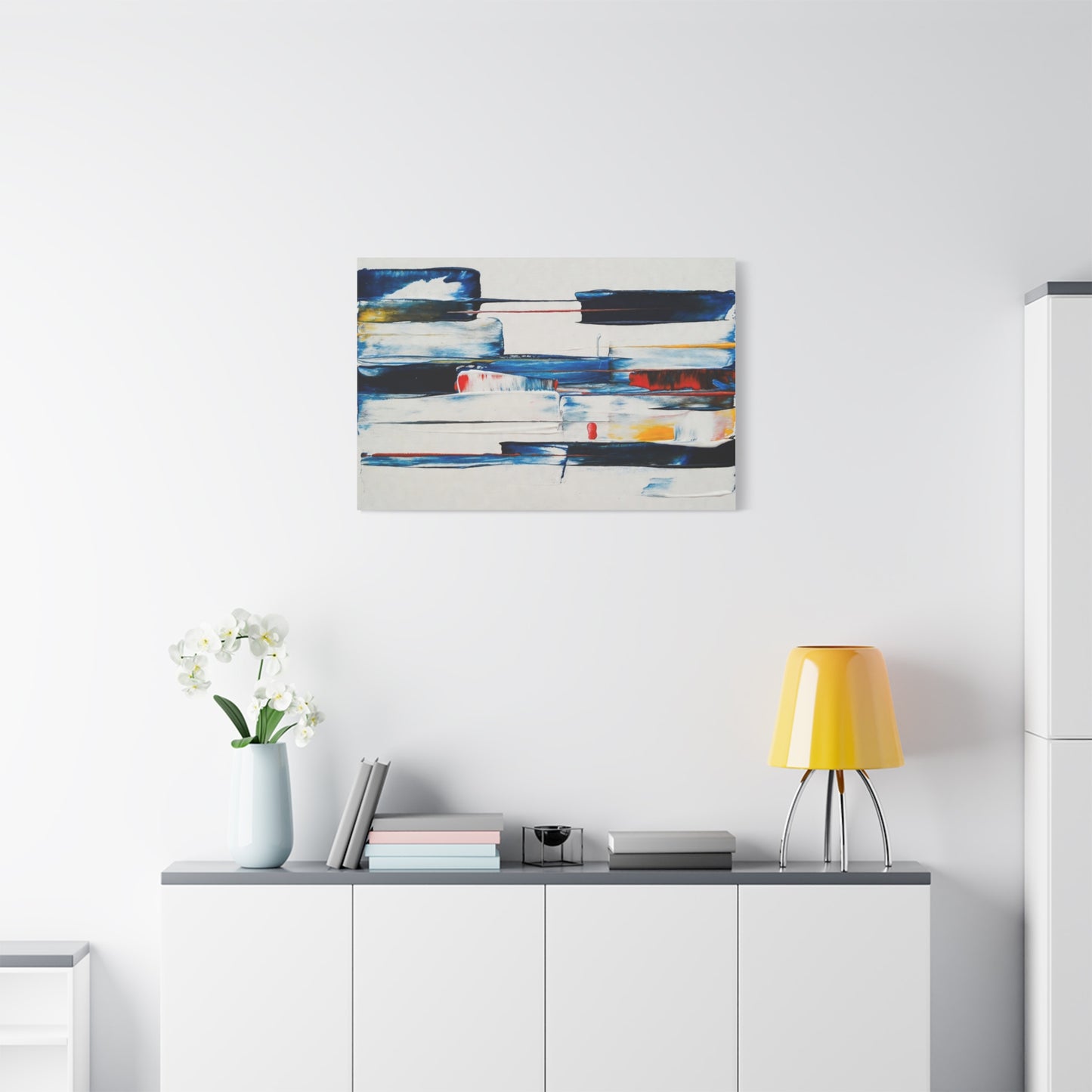 Abstract Blue Brushstroke Canvas Wall Art — Modern Stretched Matte Canvas