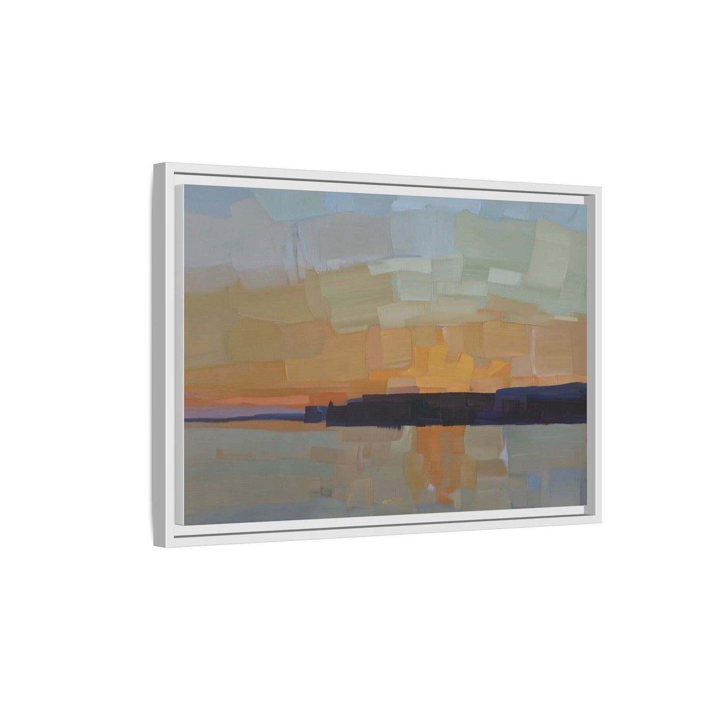 Framed Matte Canvas Sunset Abstract Landscape Art Print