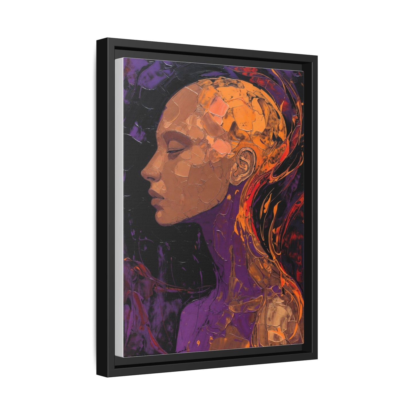 Abstract Profile Portrait Matte Framed Canvas — Multicolor Feminine Art Print