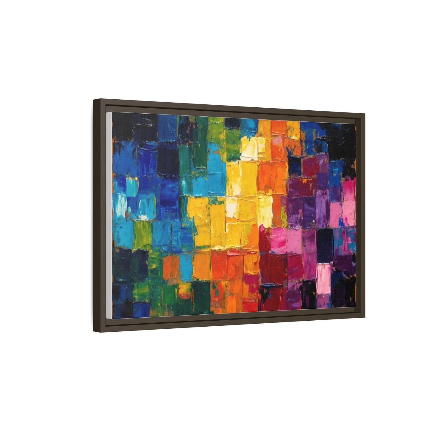Abstract Rainbow Mosaic Framed Canvas Print — Colorful Modern Wall Art