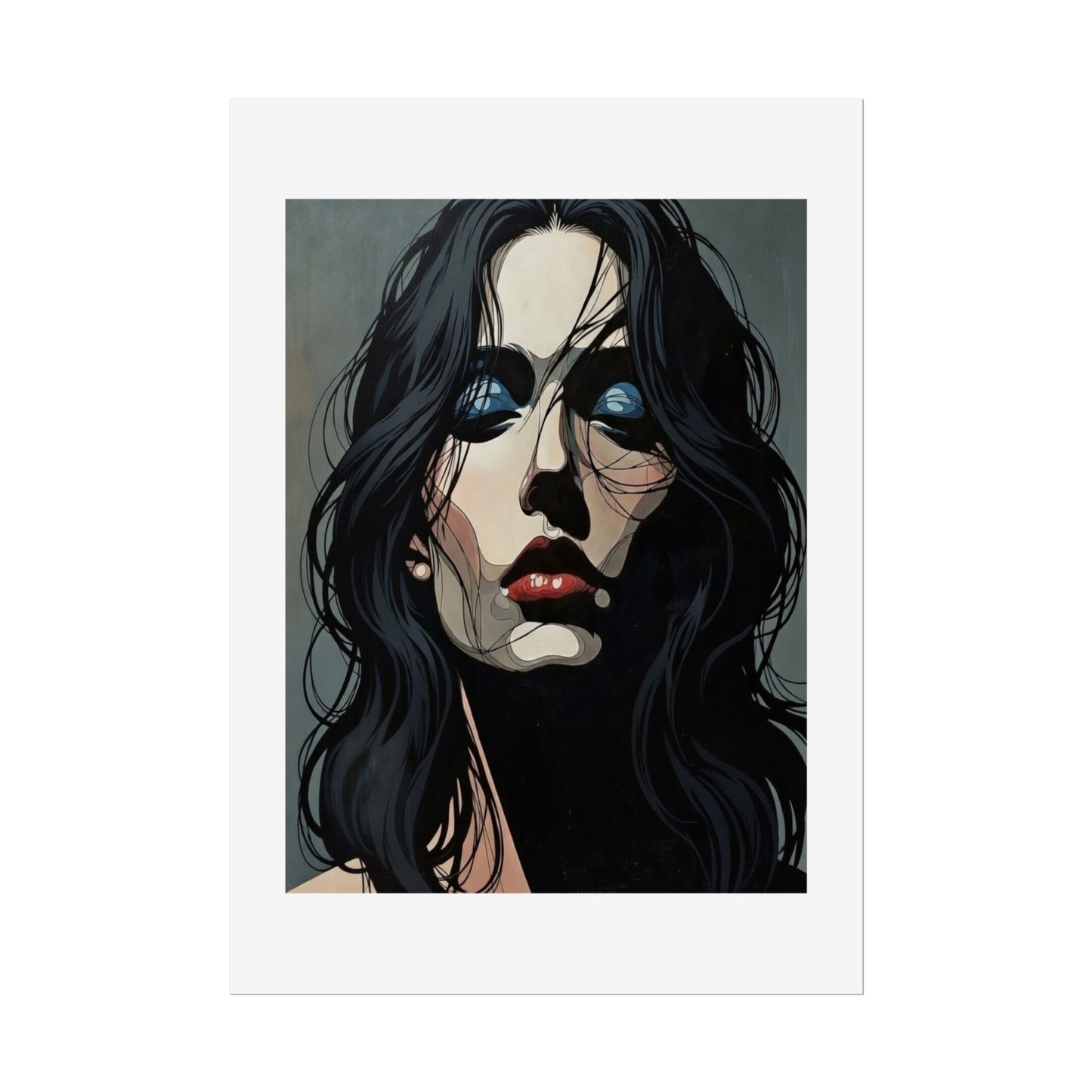 Rolled Poster — Moody Portrait Art Print (Dark Femme, Blue Eyeshadow)
