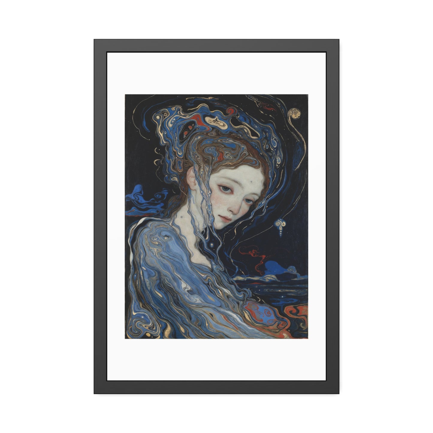 Framed Art Print — Dreamy Blue Portrait Poster