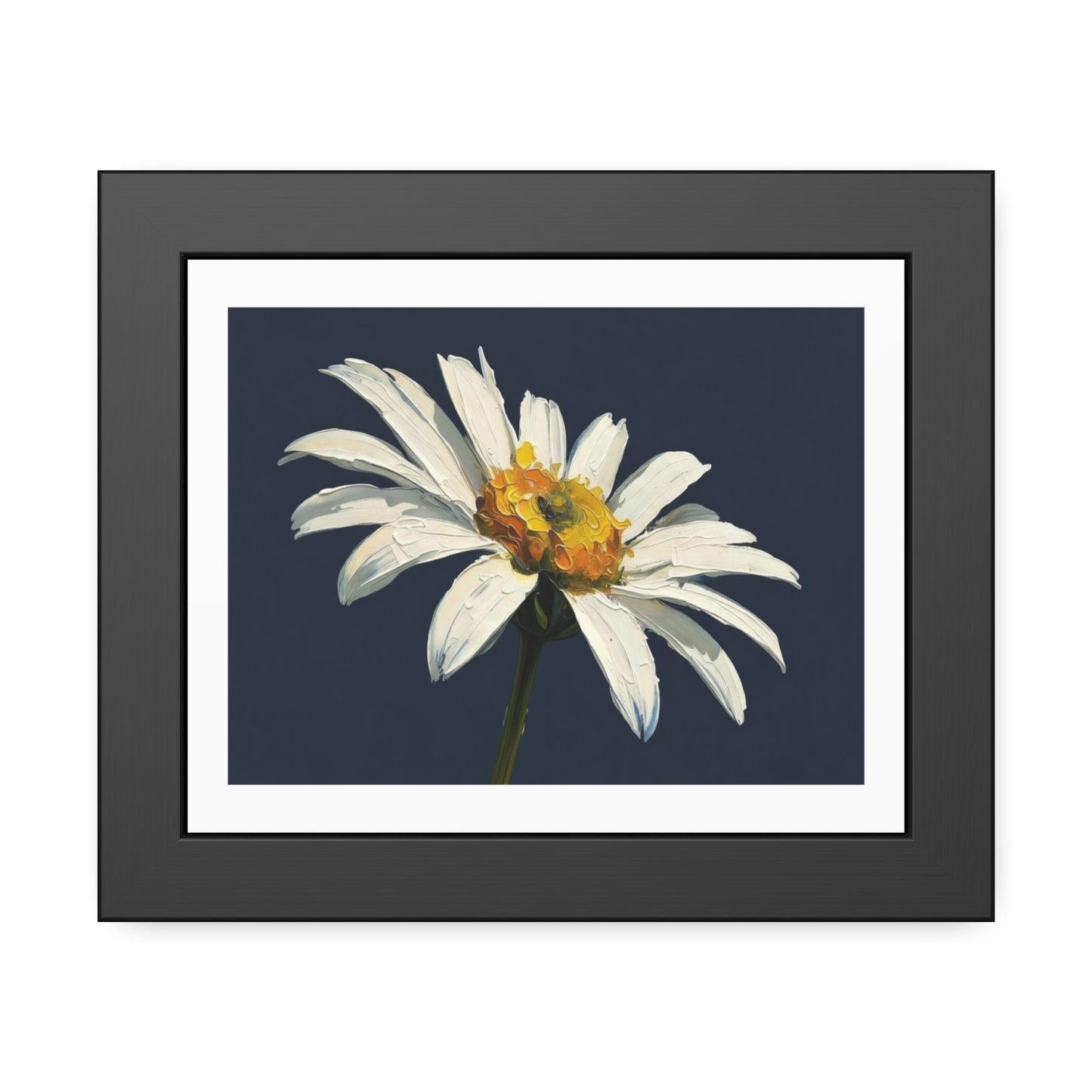 Framed Daisy Art Print — White Daisy Wall Poster in Black Frame