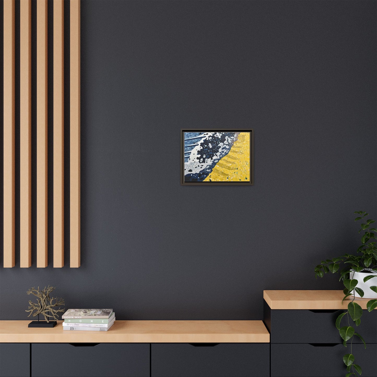 Framed Abstract Ocean & Sand Matte Canvas Print
