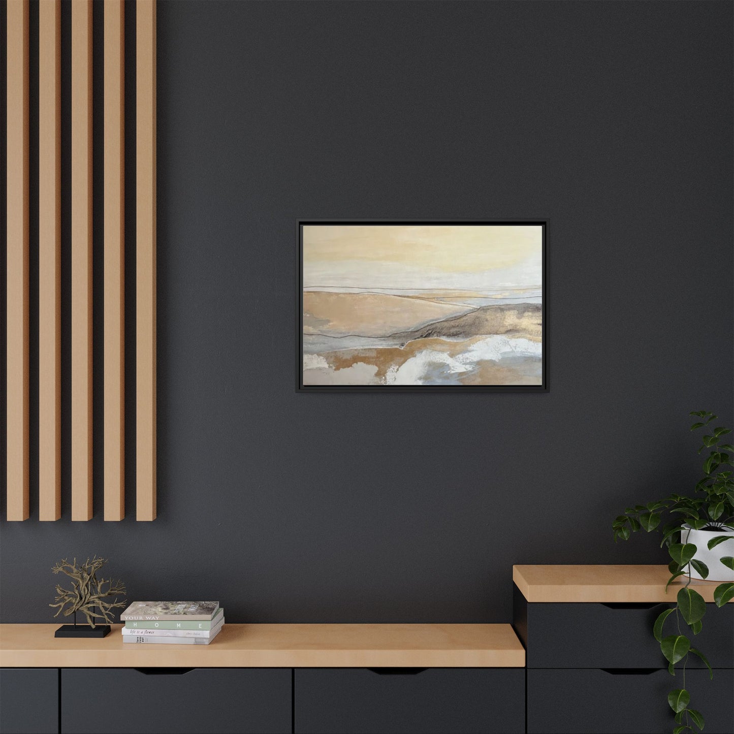 Framed Abstract Coastal Landscape Matte Canvas Wall Art