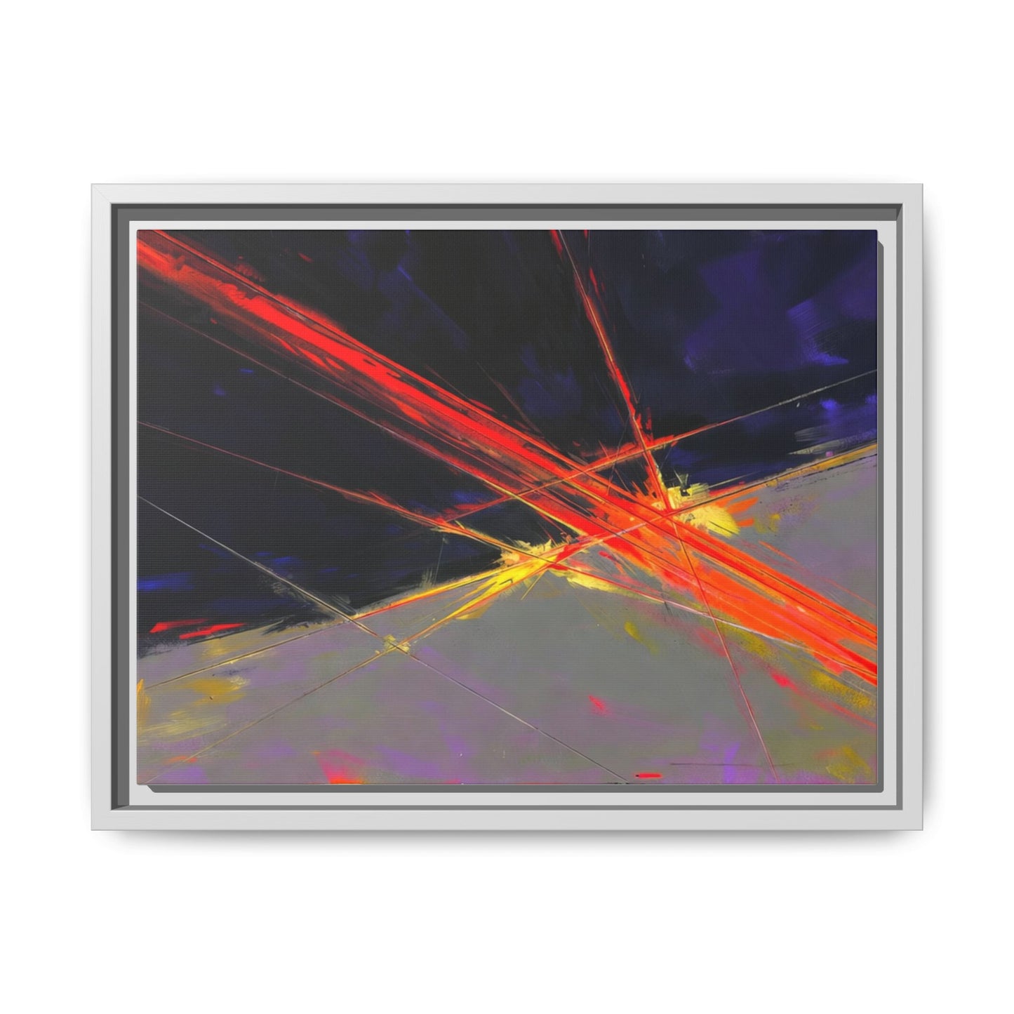 Abstract Red Streaks Framed Matte Canvas Art — Modern Multi‑Color Wall Decor