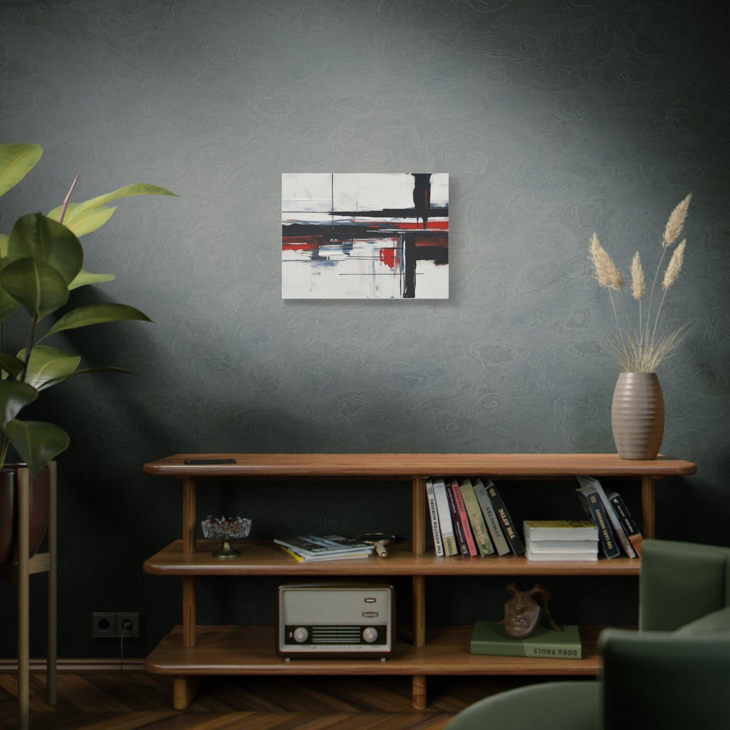 Abstract Red & Black Modern Canvas Art — Matte Stretched 1.25"