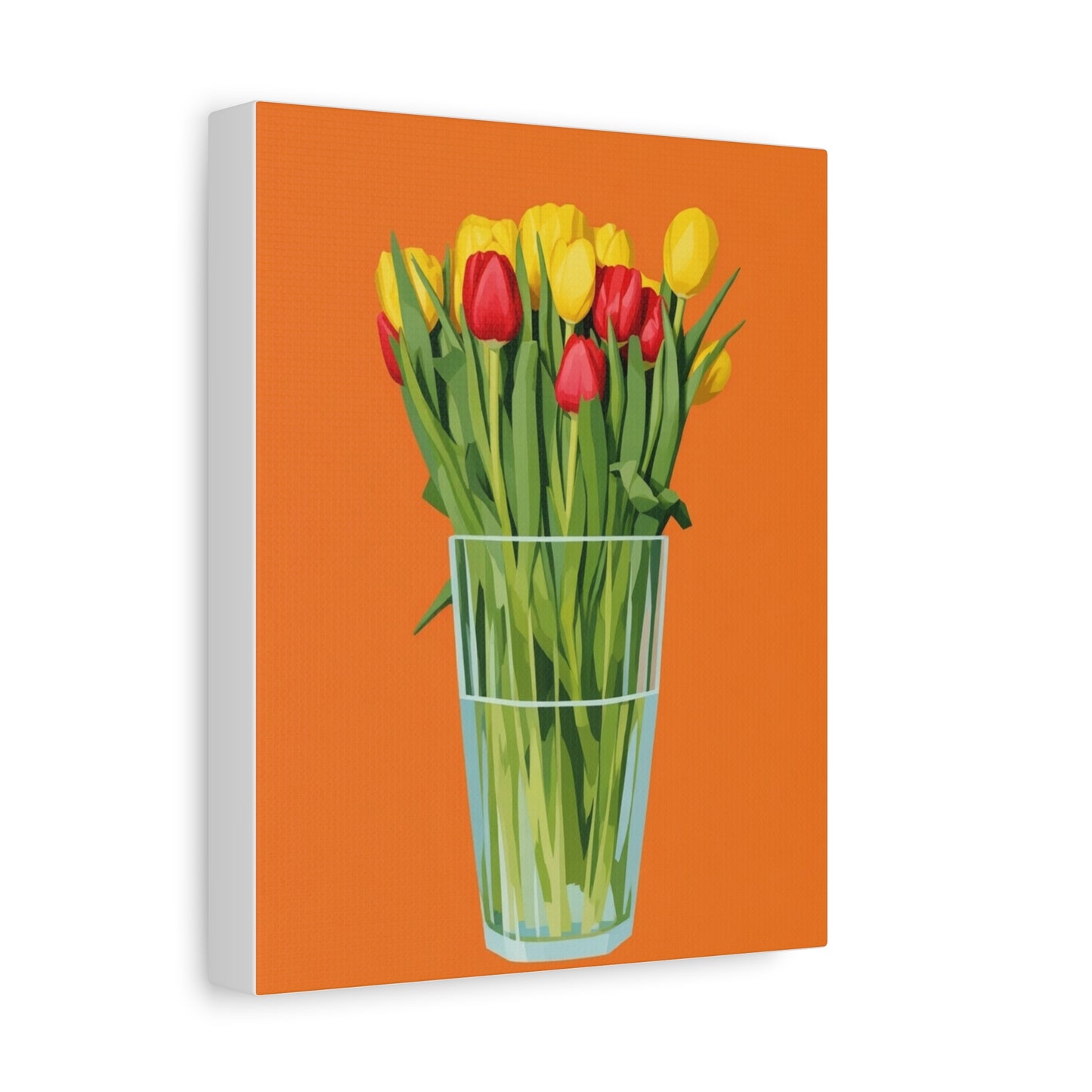Tulip Bouquet Canvas Wall Art – Glass Vase on Orange