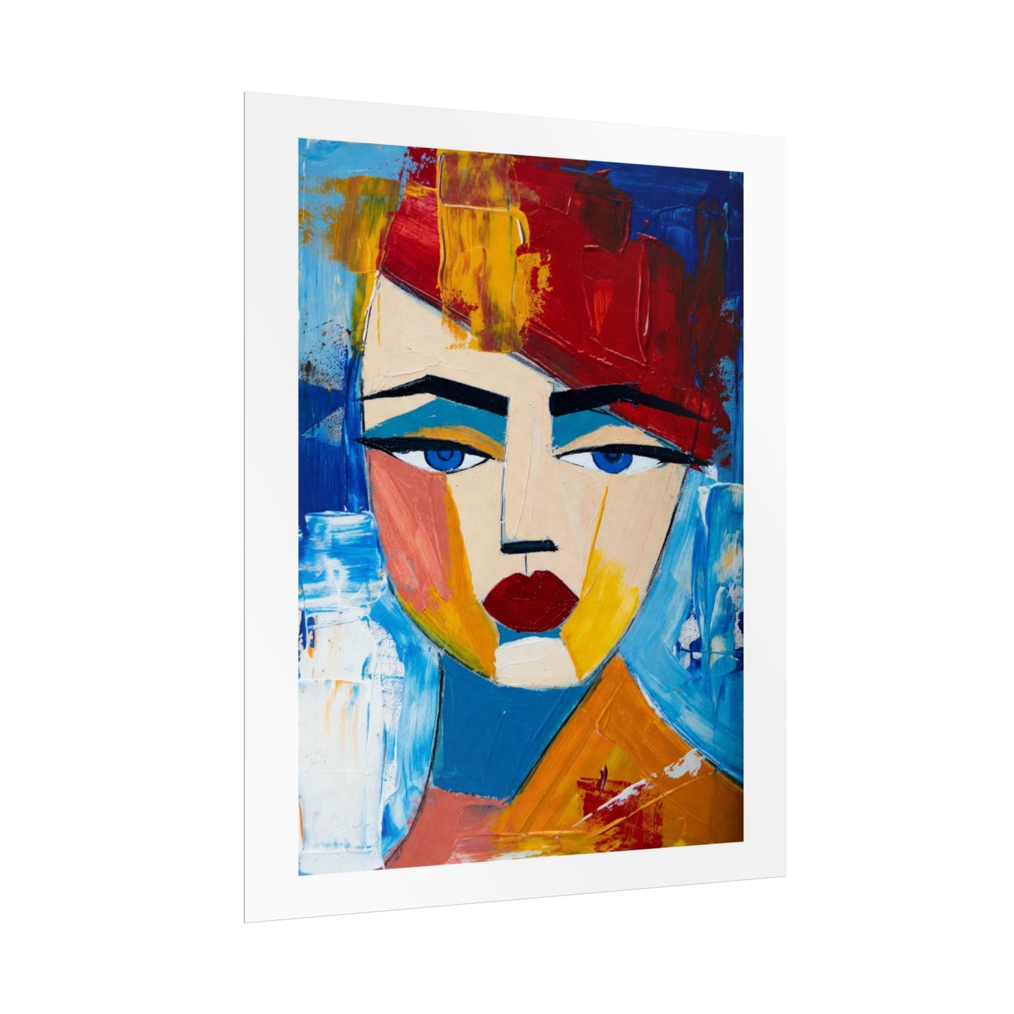 Abstract Colorful Face Poster - Modern Expressionist Rolled Art Print