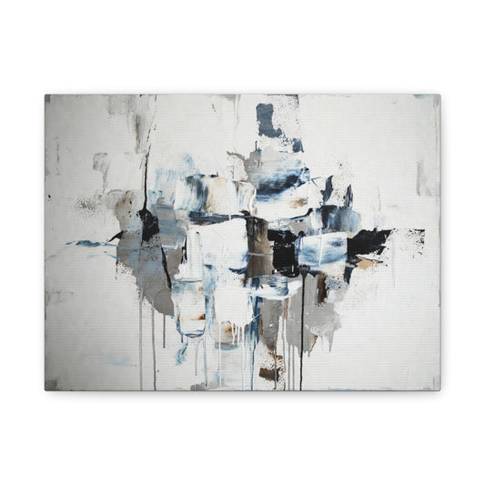 Abstract Blue & Gray Canvas Wall Art — Stretched Matte Canvas