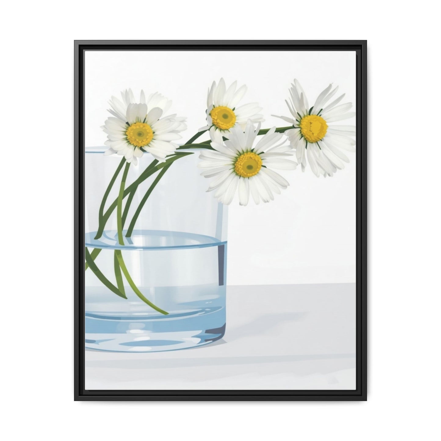 Framed Daisy Canvas Print — Minimal Botanical Wall Art
