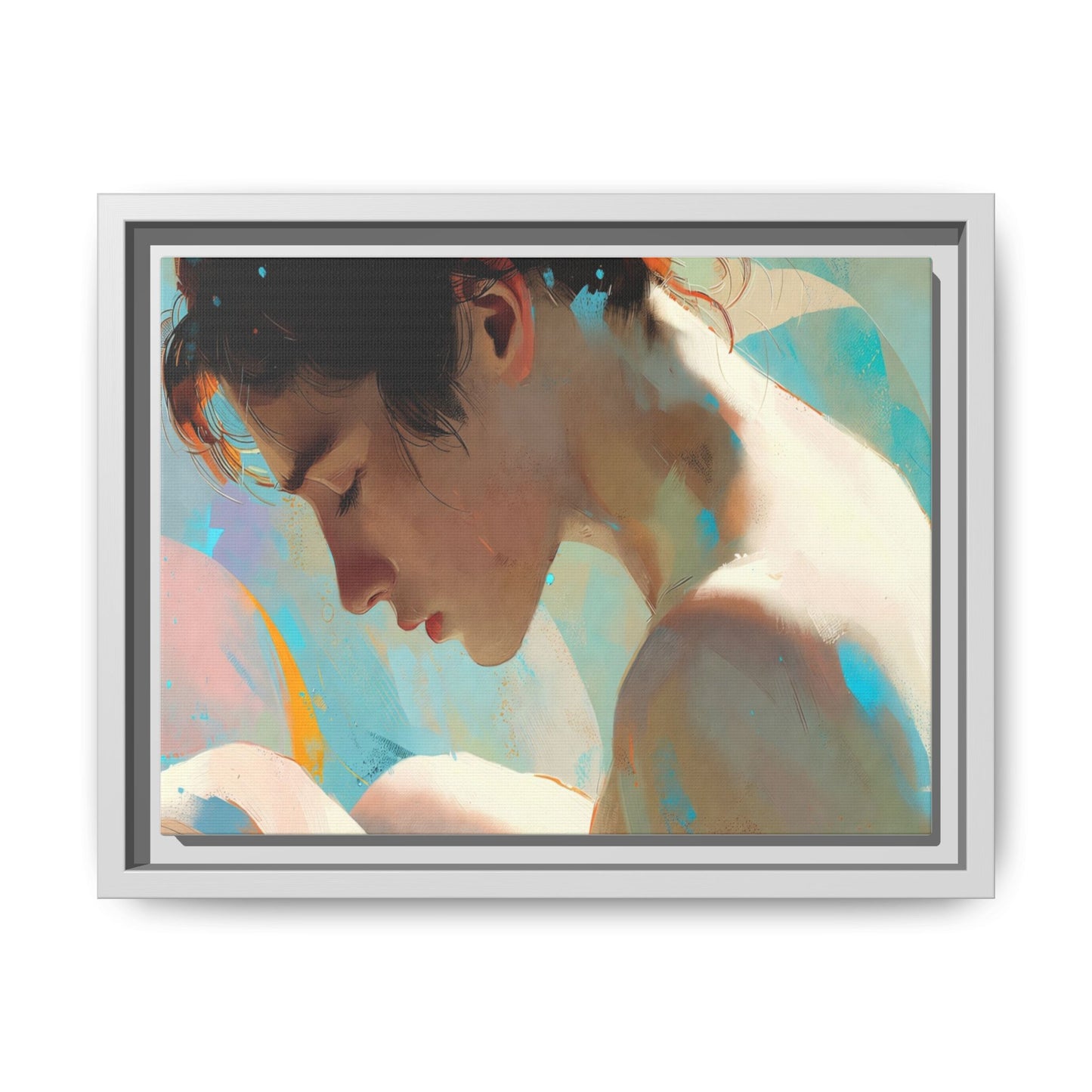 Framed Matte Canvas Print — Dreamy Portrait Art (Multi‑Color)