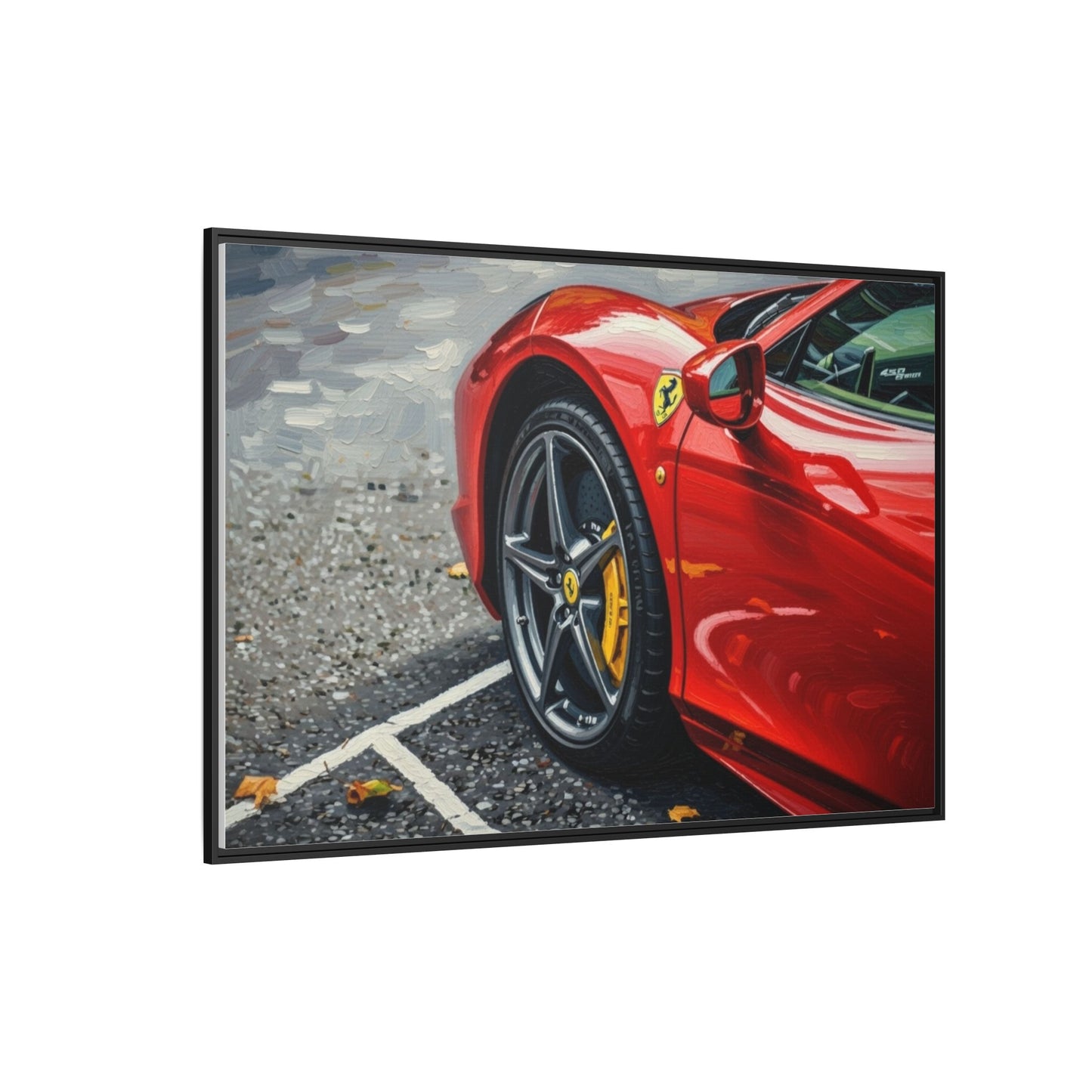 Framed Matte Canvas: Red Sports Car Close-Up Art Print