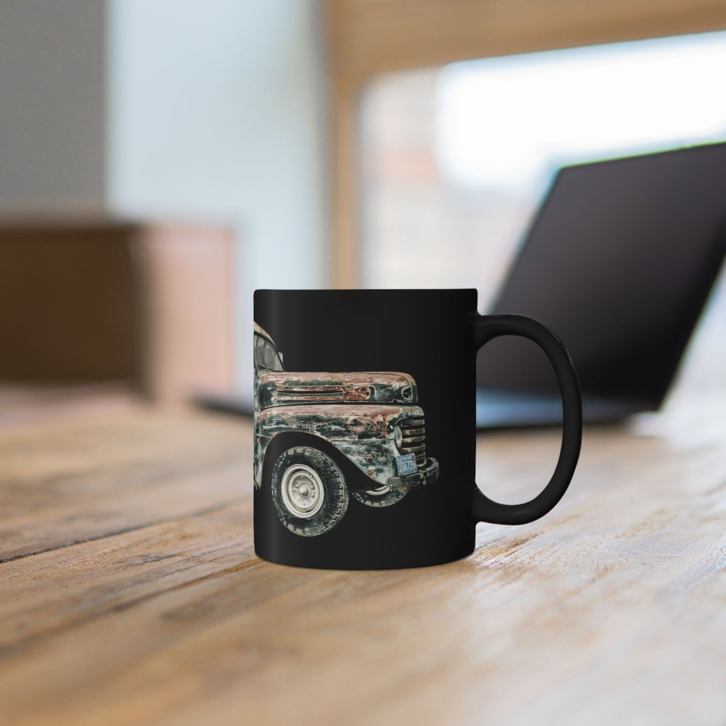 Vintage Rusty Truck Black Coffee Mug — Retro Classic Pickup Gift