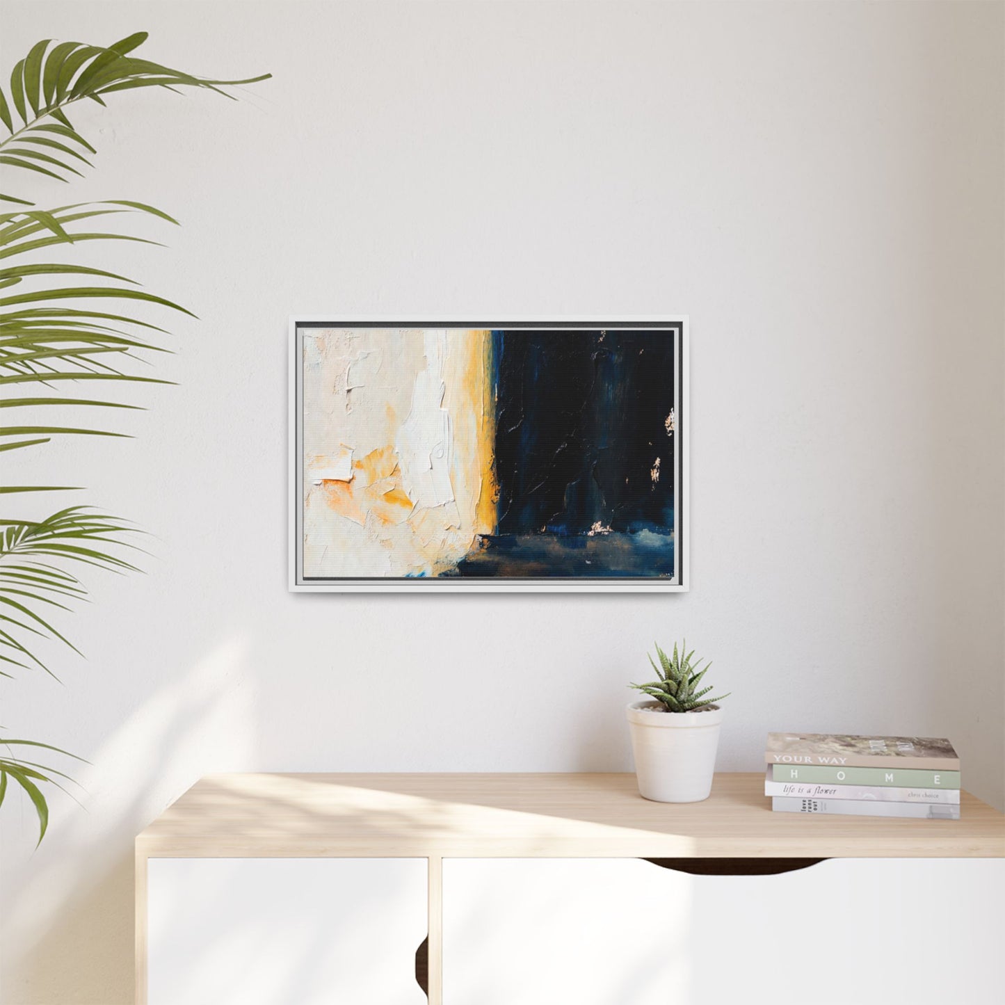 Abstract Coastal Texture Framed Canvas Art — Matte Multi-Color Wall Print