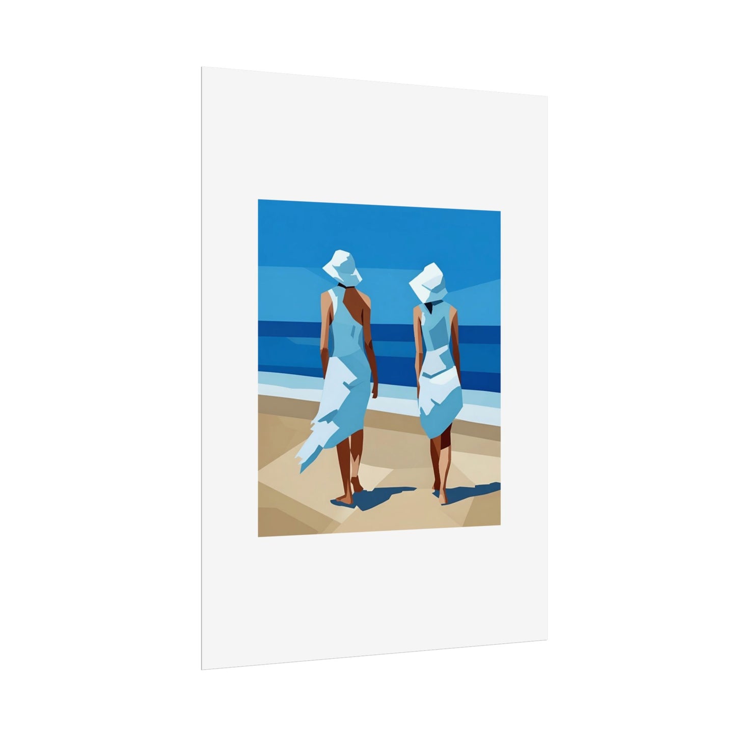 Beach Stroll Art Poster — Minimalist Coastal Print (Rolled Poster)
