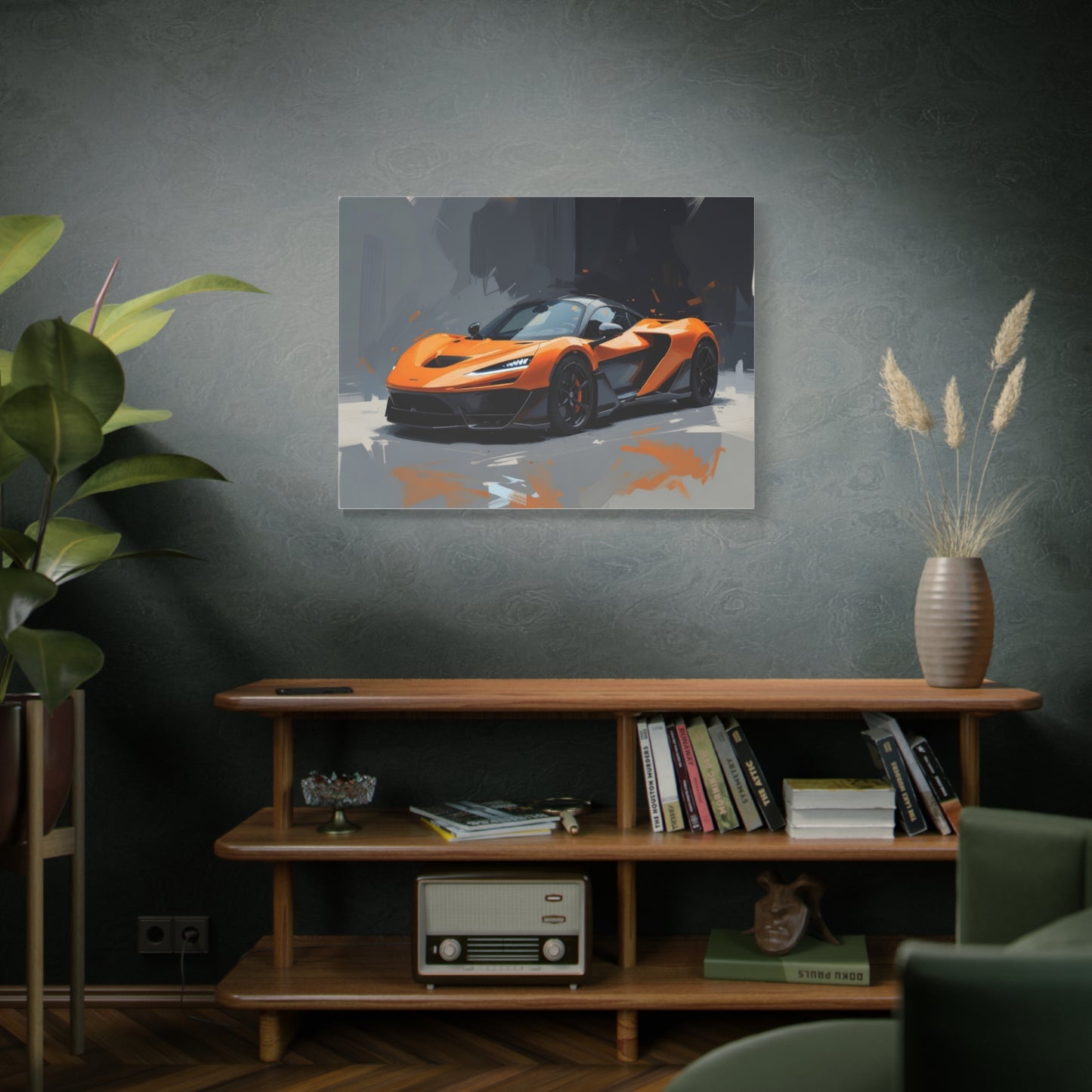 Orange Supercar Matte Canvas Wall Art – Stretched 1.25" Sports Car Print