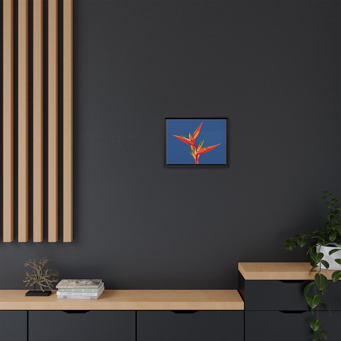 Framed Matte Canvas – Tropical Bird of Paradise Floral Wall Art