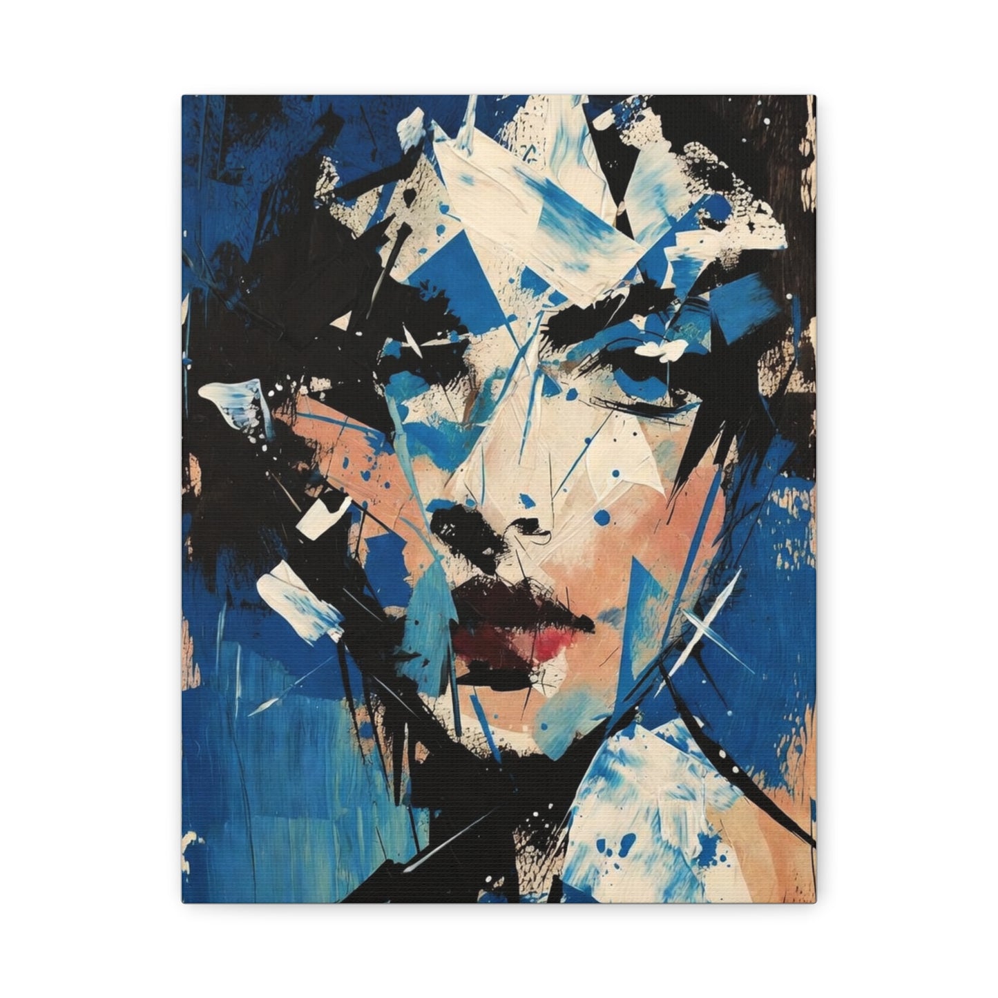 Abstract Blue Portrait Canvas Print — Modern Stretched Wall Art