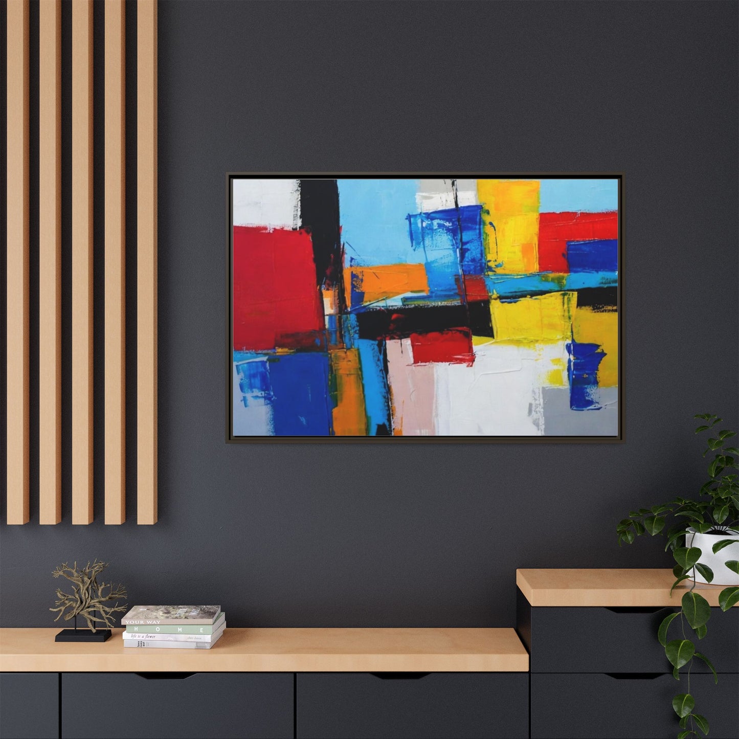 Abstract Color Block Matte Canvas Framed Wall Art