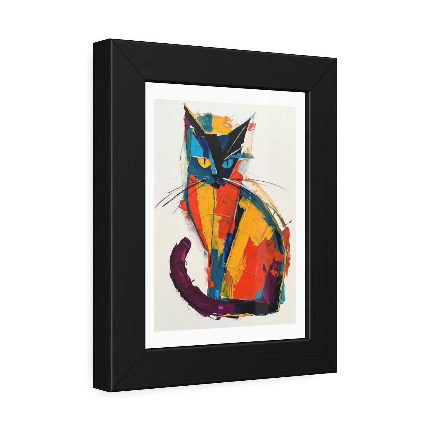 Colorful Abstract Cat Framed Poster