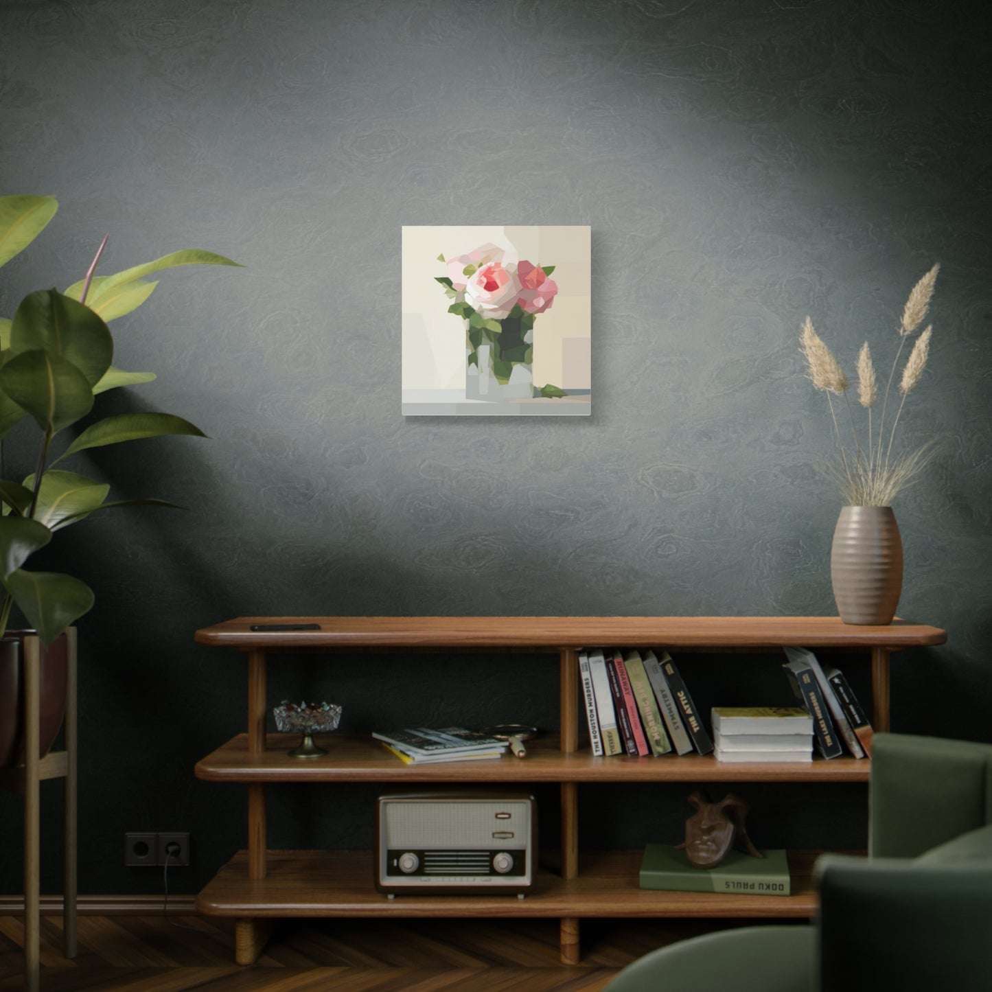Pink Rose Still Life Canvas — Modern Floral Wall Art, Matte Stretched Canvas