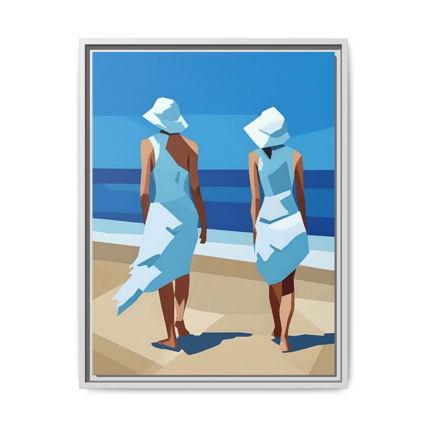 Seaside Stroll Matte Canvas Framed Print — Coastal Beach Art