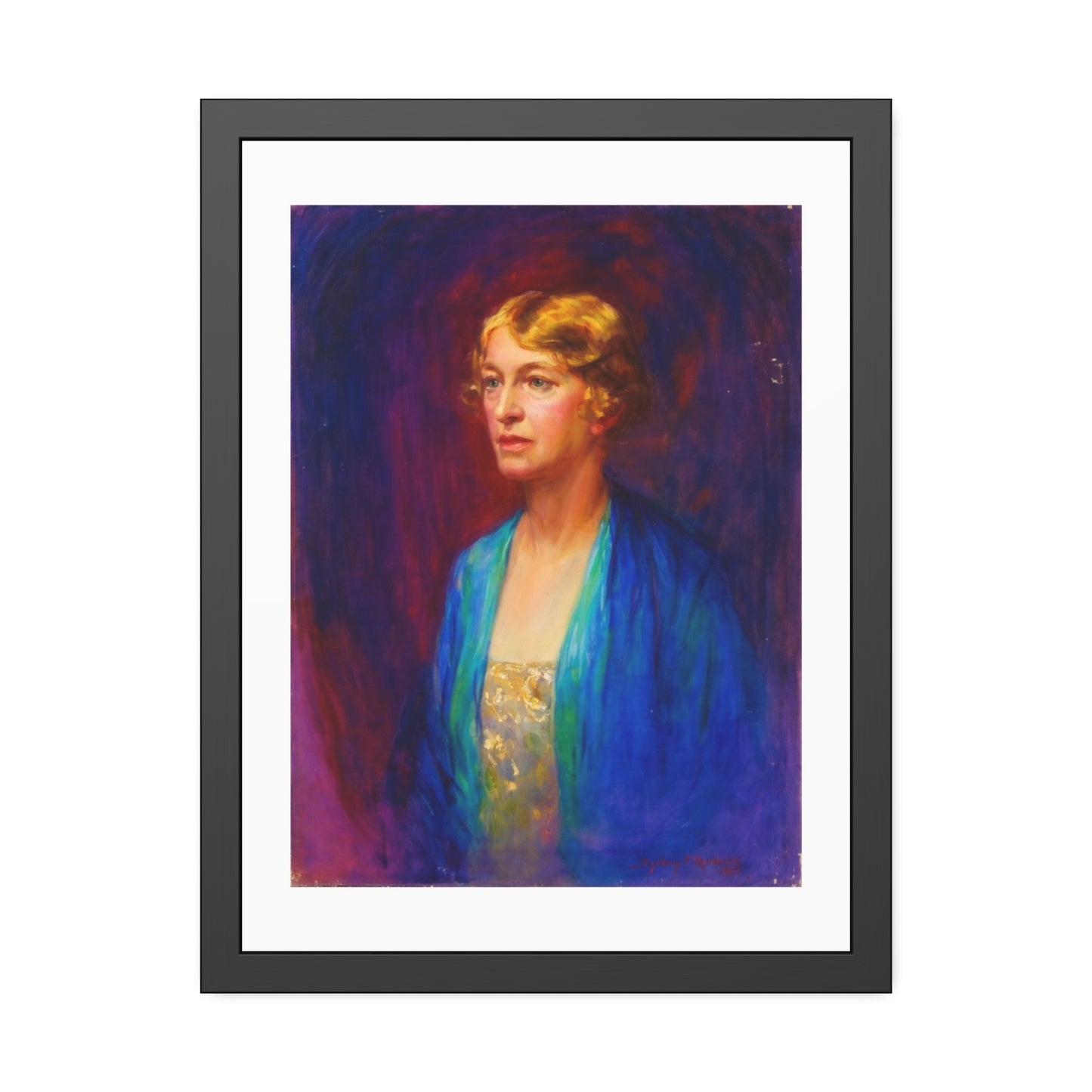 Framed Portrait Poster — Vintage Woman Oil-Style Art Print