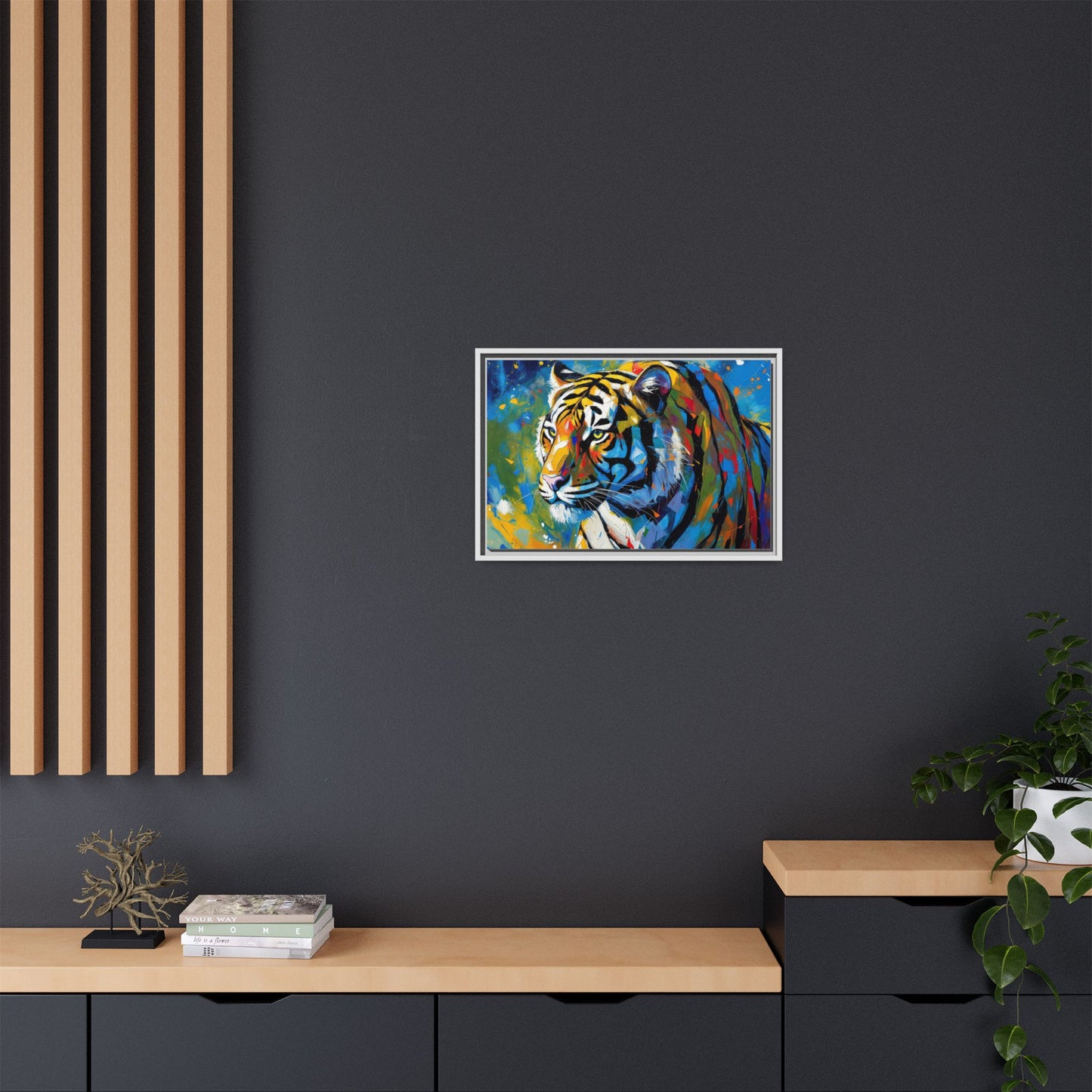 Colorful Tiger Matte Canvas Framed Art — Vibrant Wildlife Wall Decor