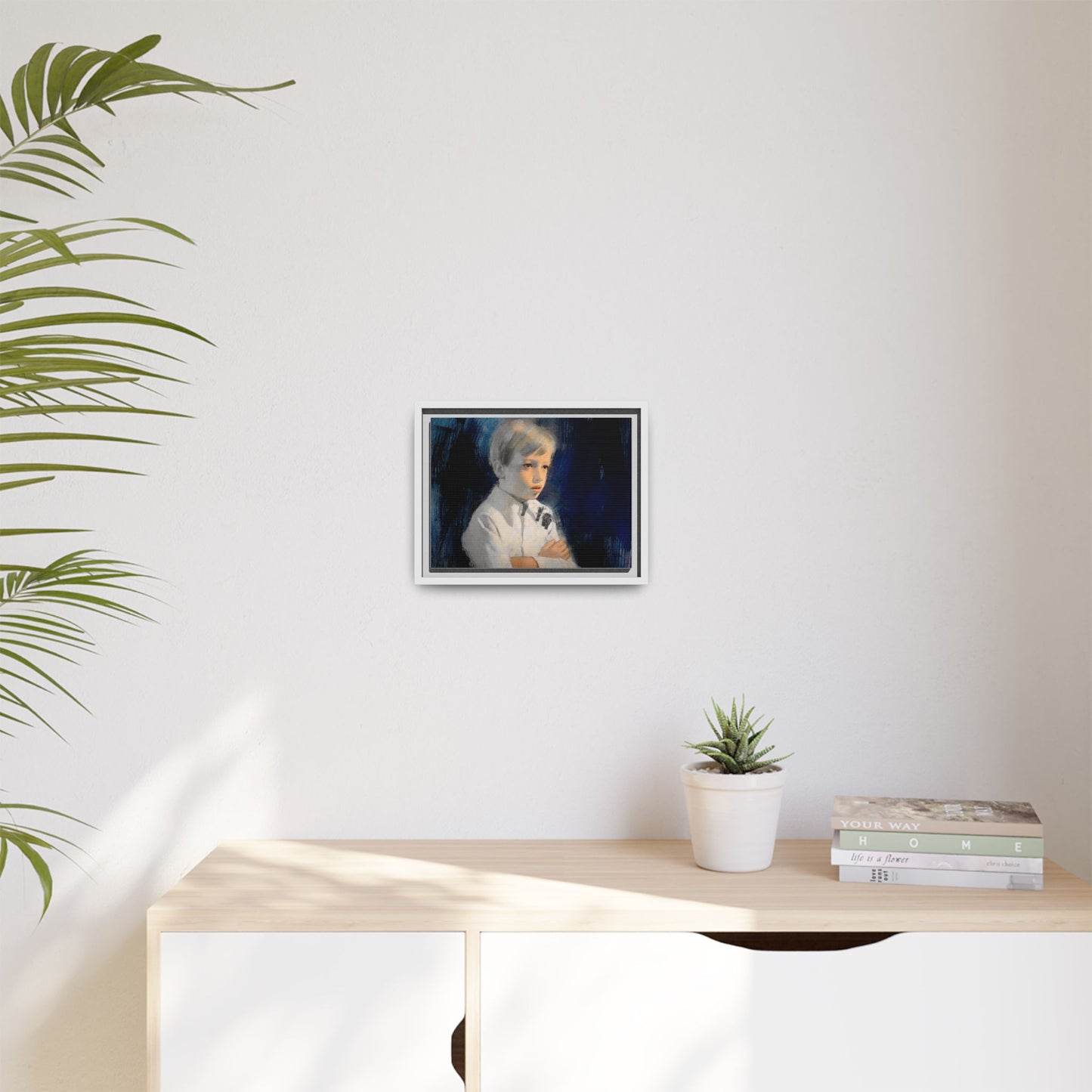 Painting of boy by Unknown Artist Framed Matte Canvas Wall Art Print