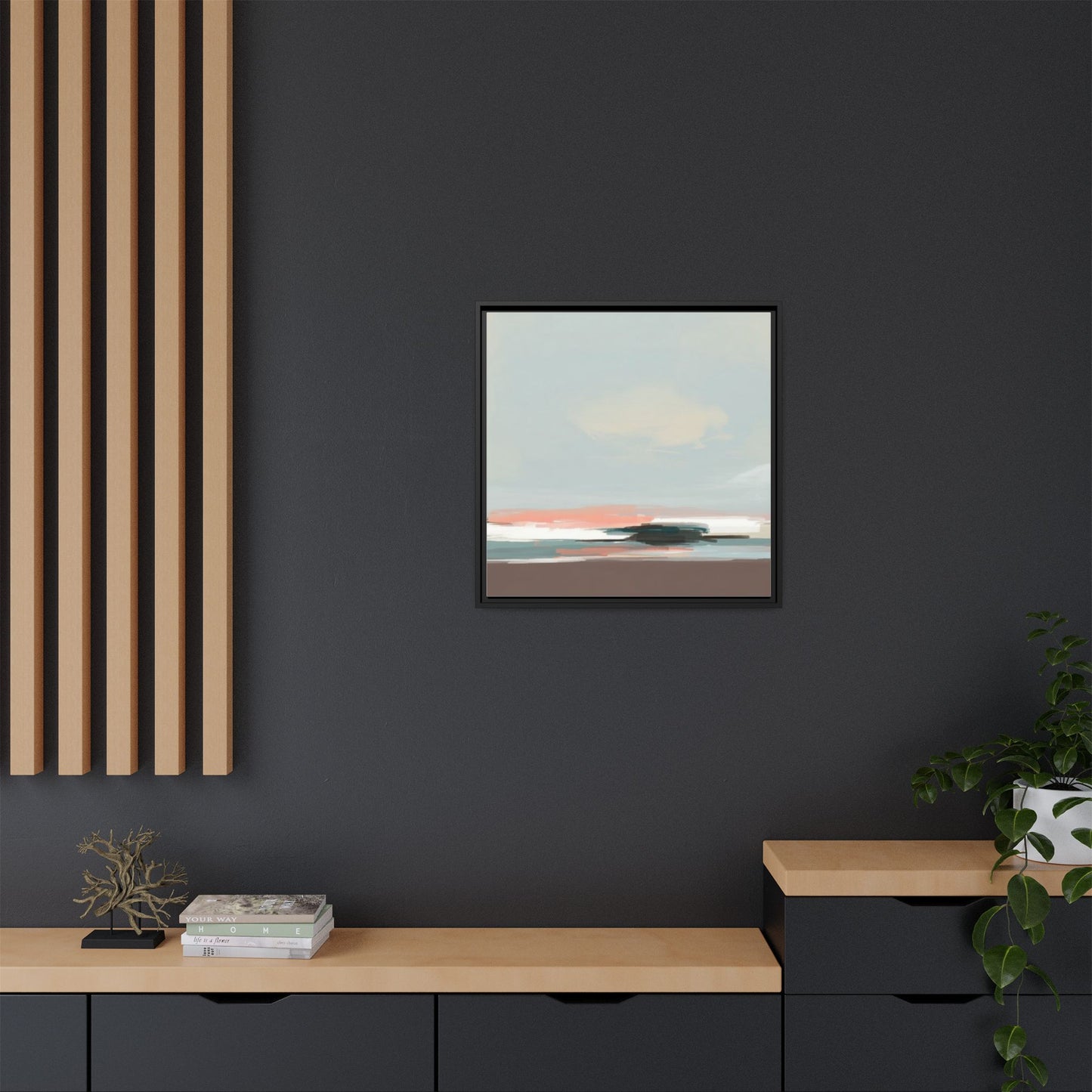 Framed Matte Canvas Print — Soft Coastal Abstract Landscape