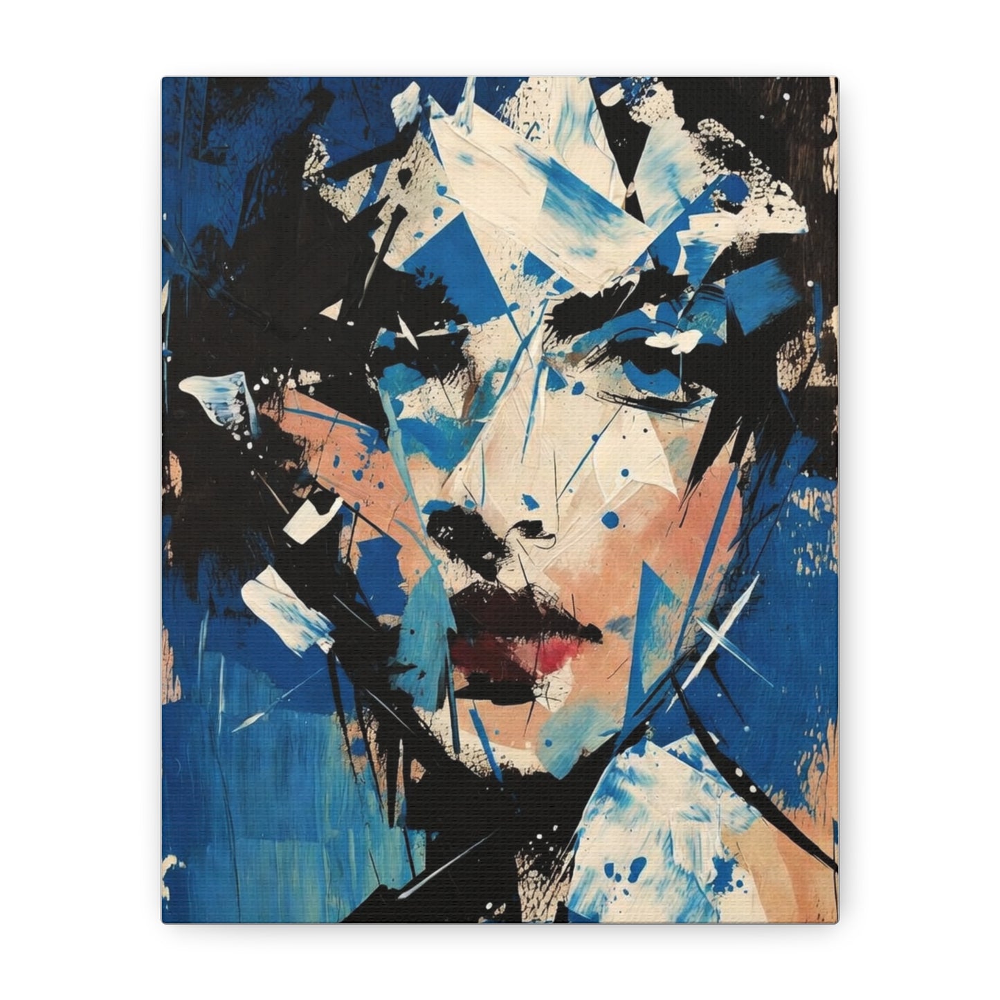 Abstract Blue Portrait Canvas Print — Modern Stretched Wall Art