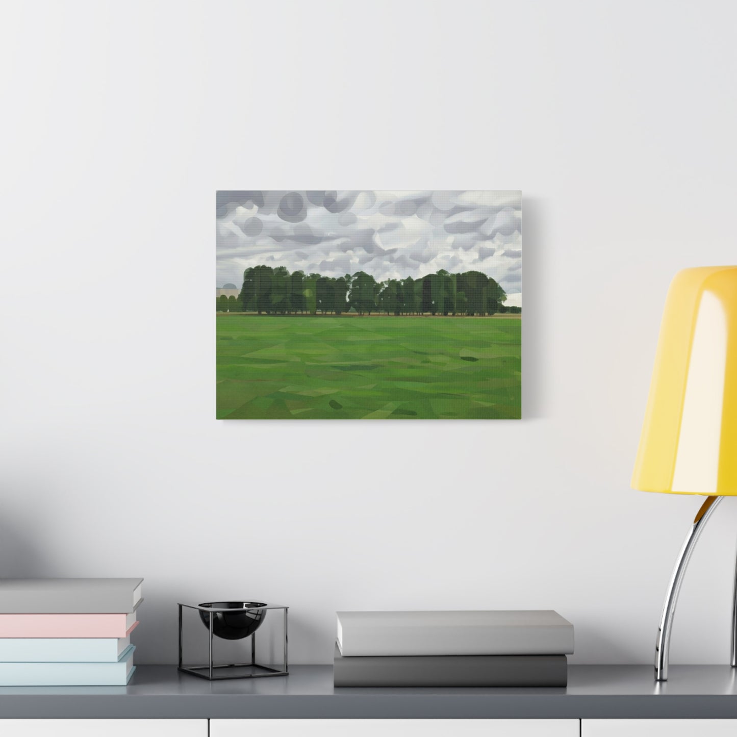 Green Field Landscape Canvas Print — Tranquil Park Scene Matte Stretched Canvas