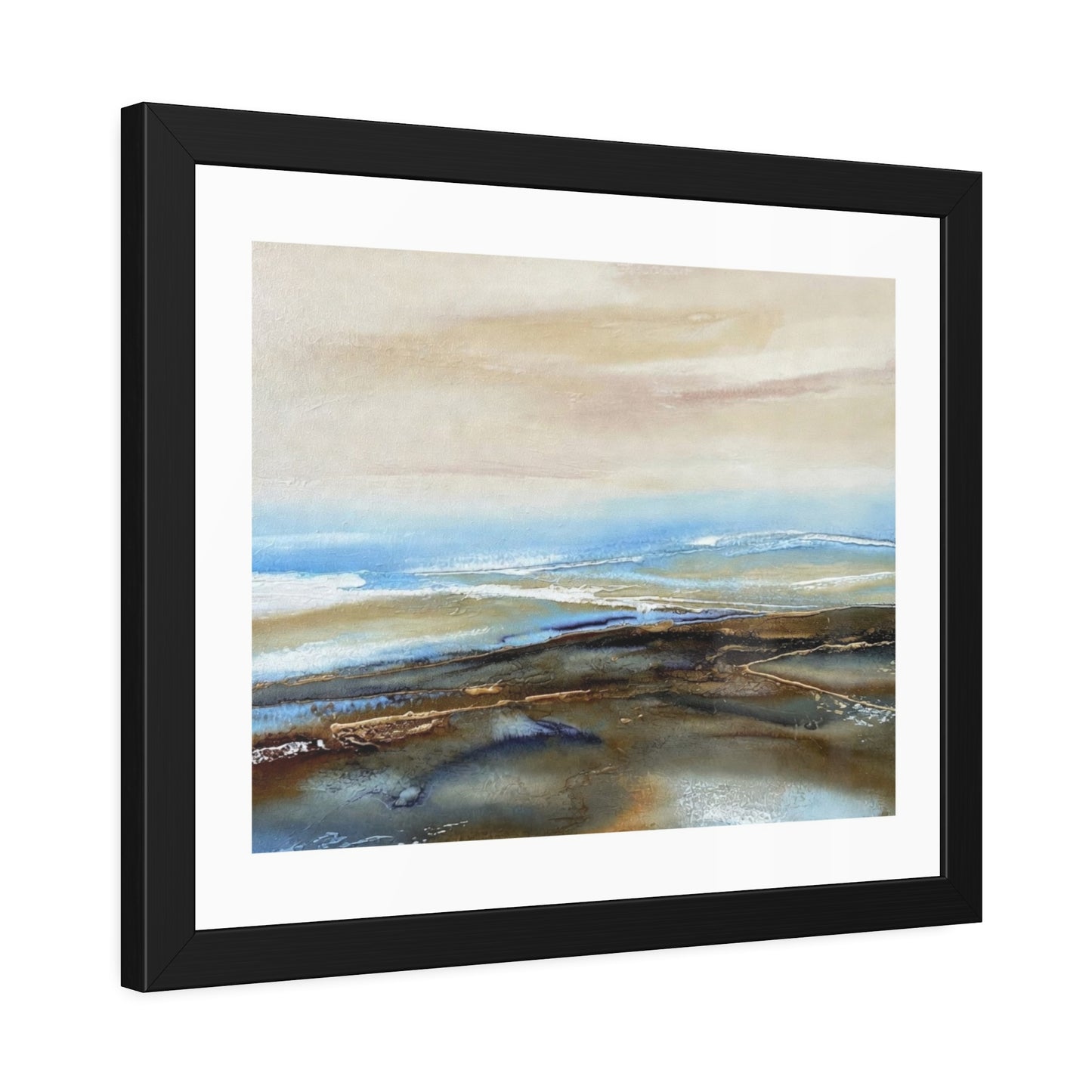 Framed Paper Poster — Abstract Coastal Watercolor Landscape Print