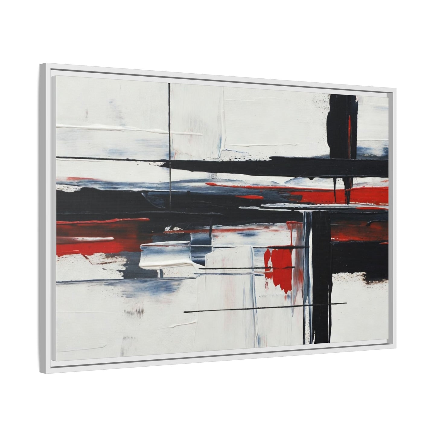 Abstract Red & Black Framed Canvas Art — Modern Matte Wall Painting