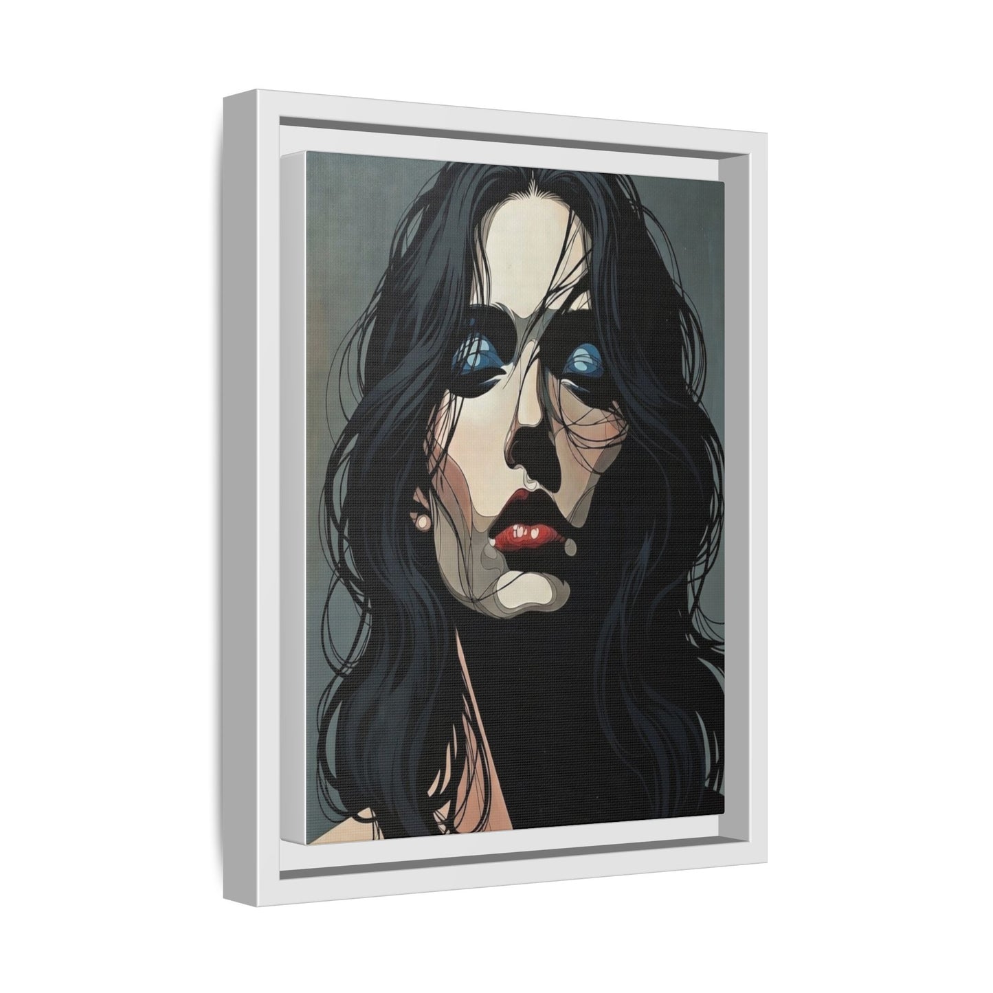 Framed Matte Canvas: Moody Portrait of Woman – Modern Gothic Wall Art