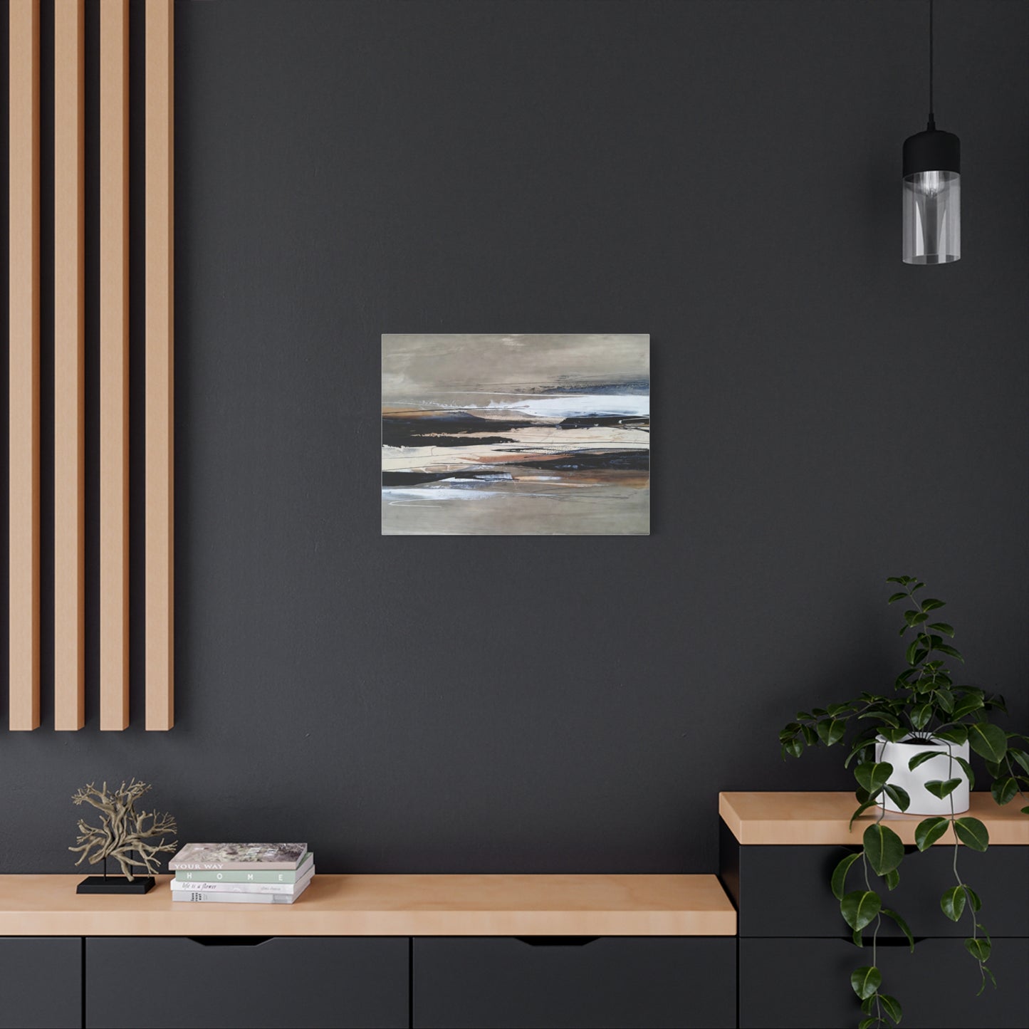 Abstract Coastal Landscape Canvas — Neutral Tones Matte Stretched Wall Art