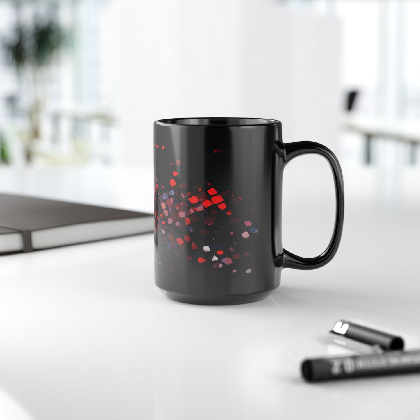 Red Mosaic Sparkle Black Coffee Mug – 11oz & 15oz