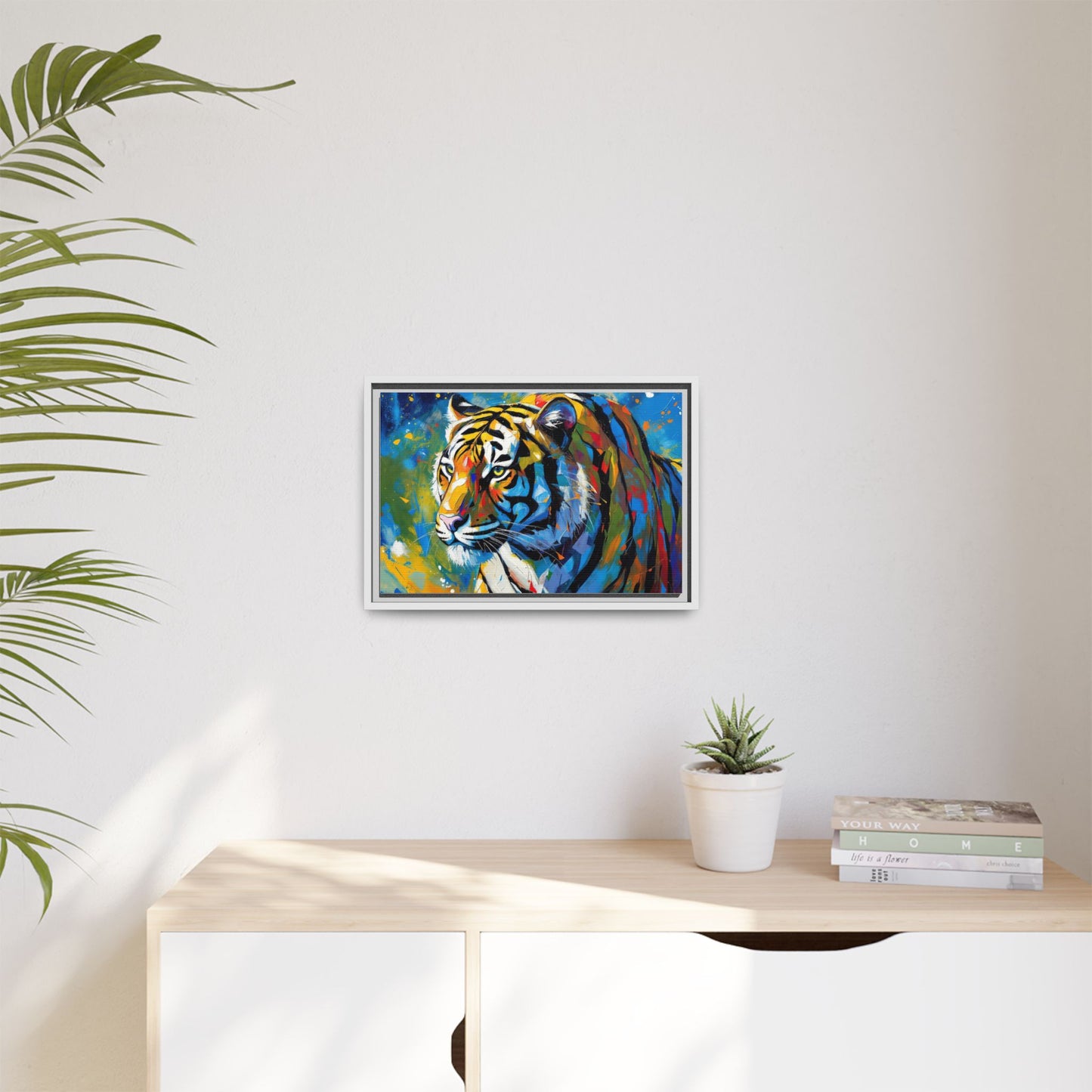 Colorful Tiger Matte Canvas Framed Art — Vibrant Wildlife Wall Decor