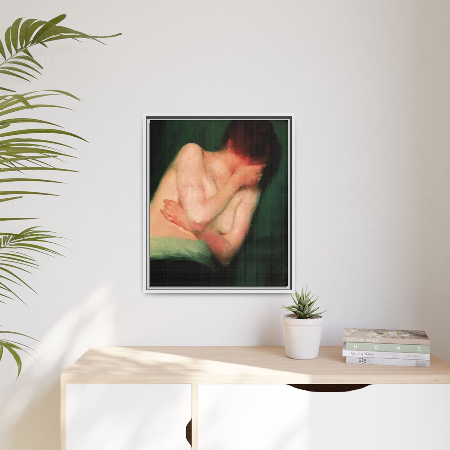Female Nude by János Vaszary Framed Matte Canvas Wall Art Print