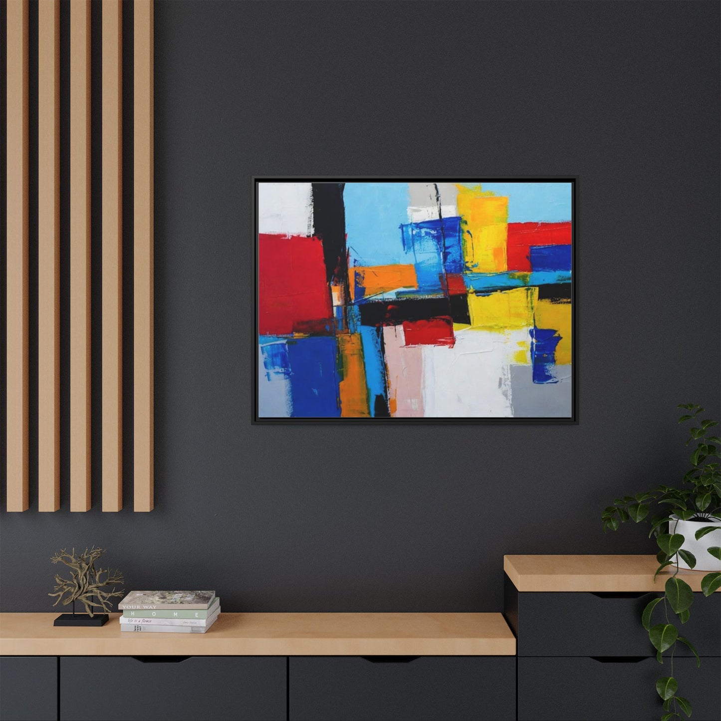 Abstract Color Block Matte Canvas Framed Wall Art