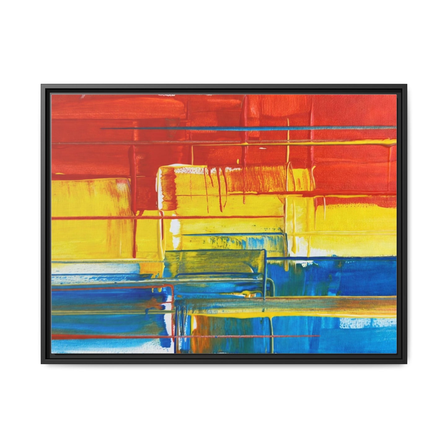 Abstract Multi-Color Framed Canvas Art — Modern Geometric Wall Decor