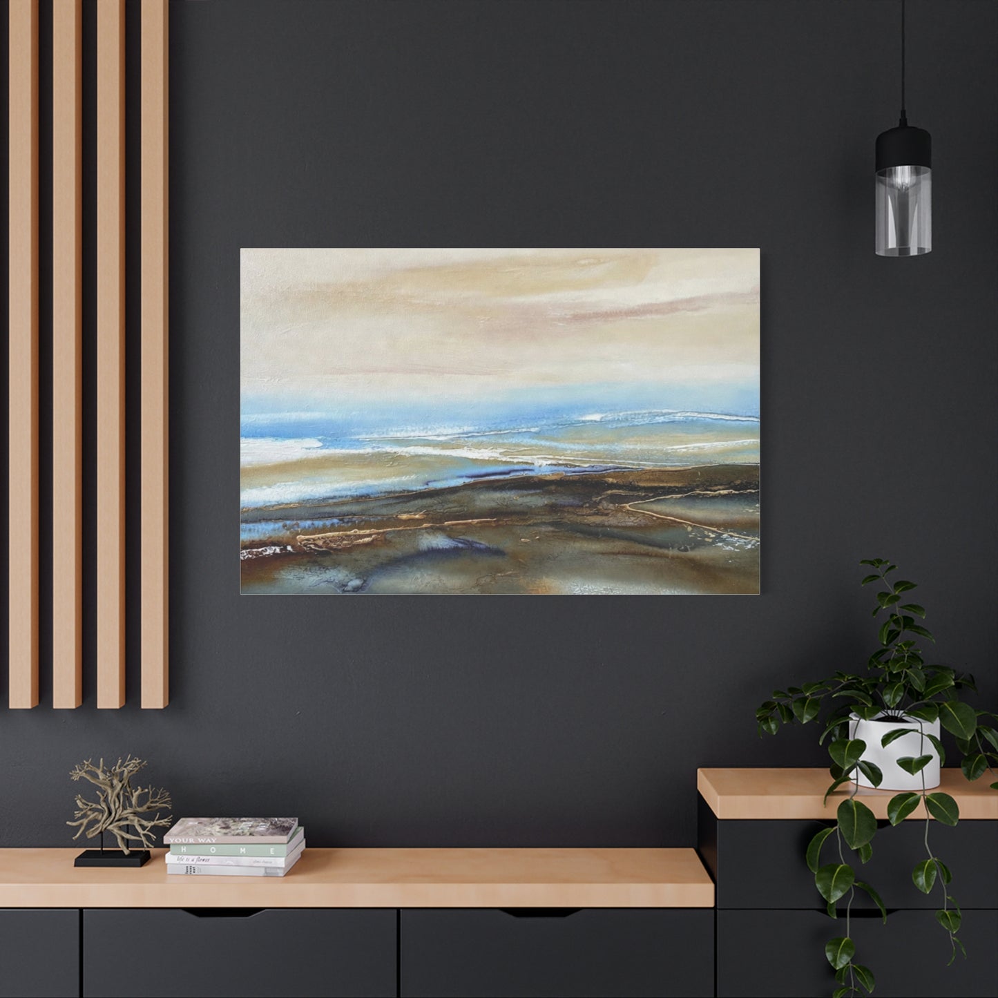 Coastal Abstract Matte Canvas Wall Art — Serene Ocean Horizon Stretch