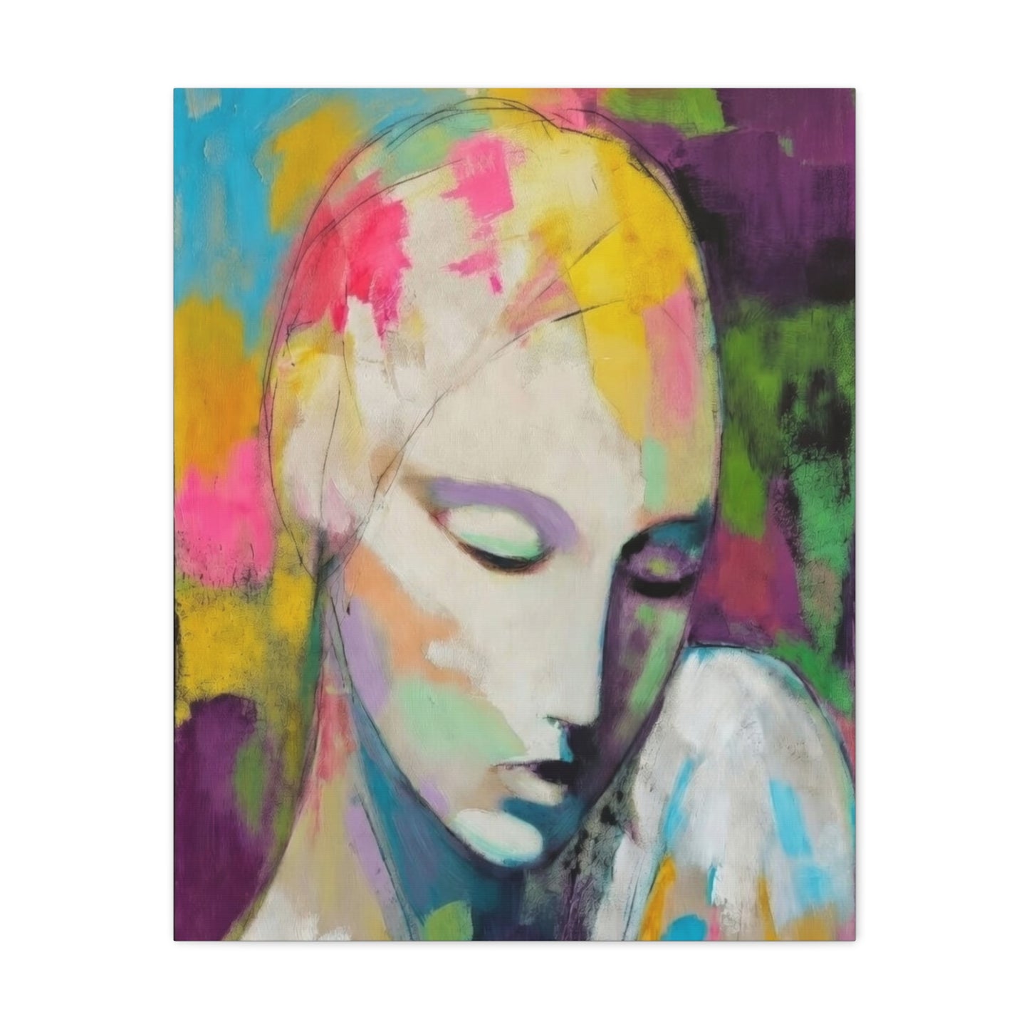 Abstract Angel Portrait Canvas - Colorful Modern Wall Art