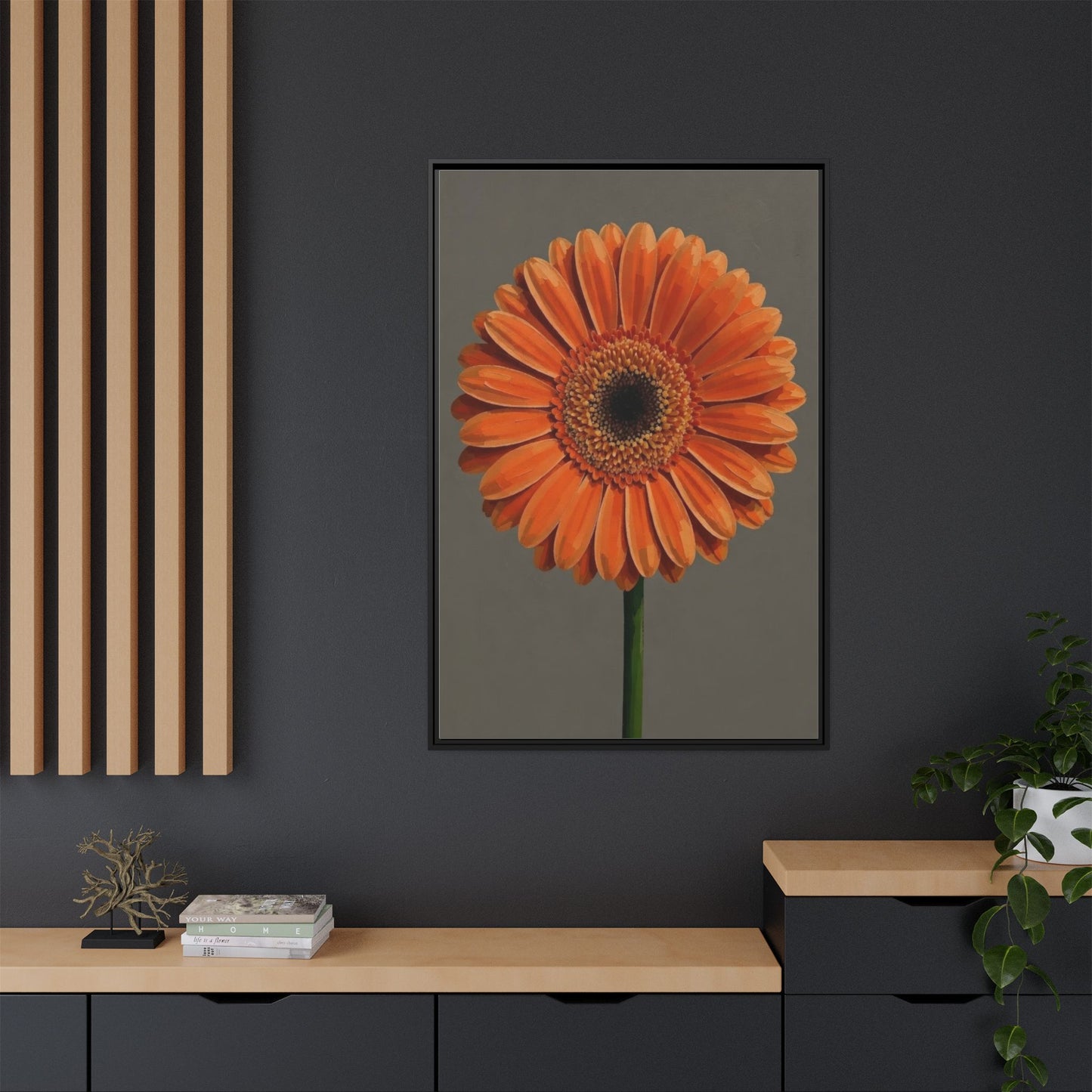 Orange Gerbera Daisy Matte Canvas Print (Framed)