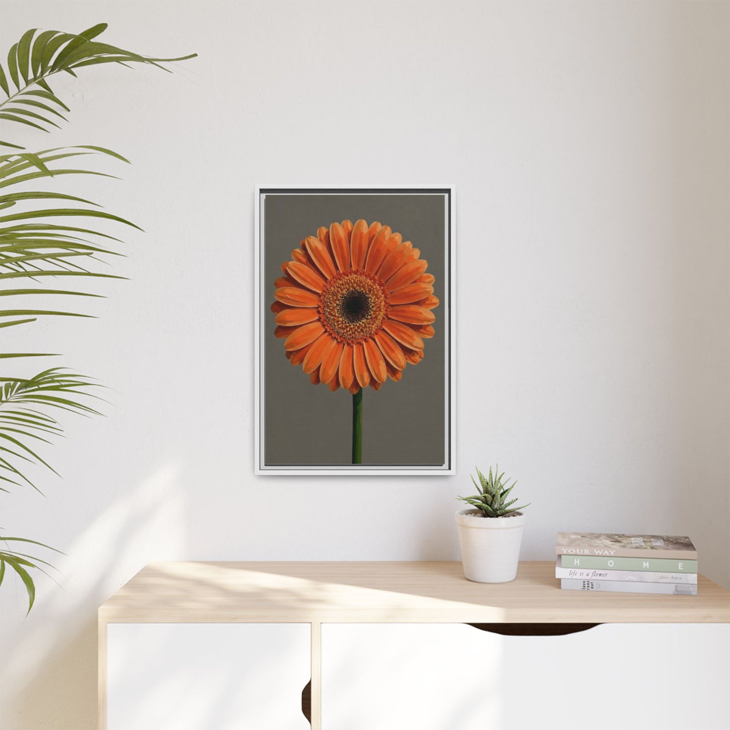 Orange Gerbera Daisy Matte Canvas Print (Framed)